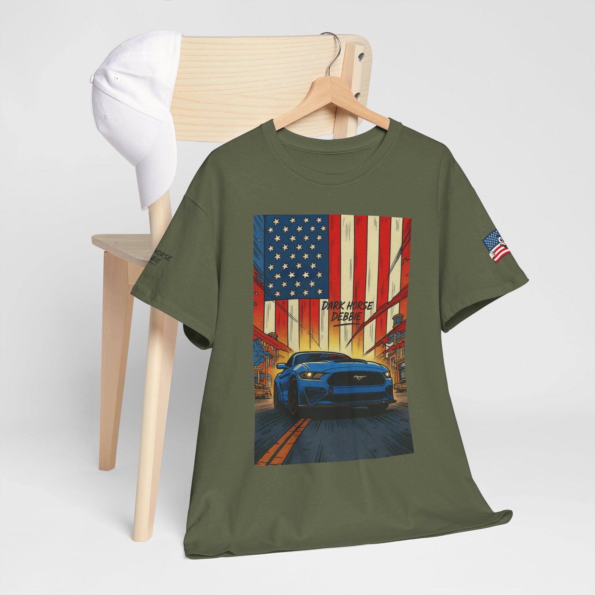 Dark Horse Debbie Patriotic Car Enthusiast Tee - Perfect for Independence Day, Gift for Dad, Car Show, Track Day, Summer Style