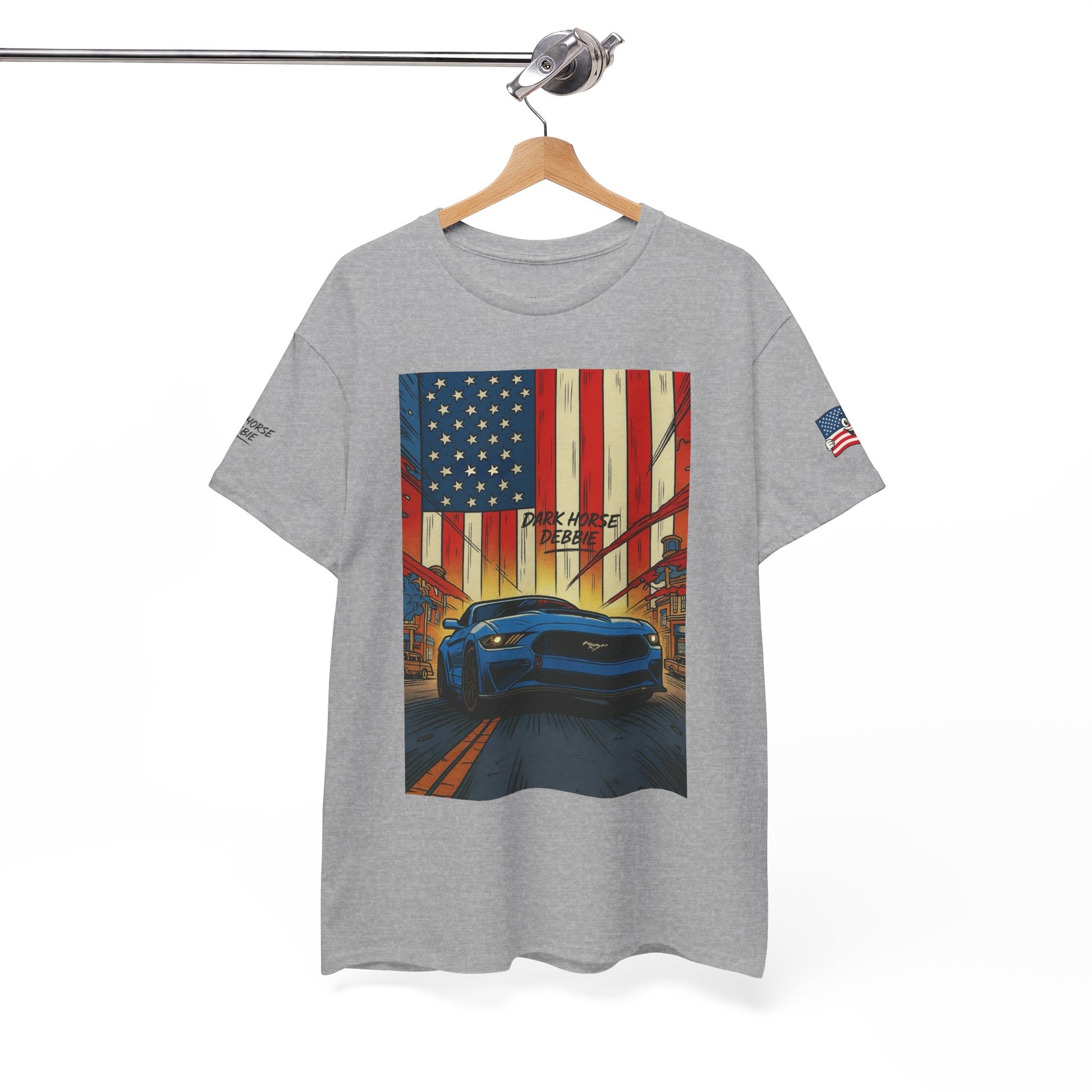 Dark Horse Debbie Patriotic Car Enthusiast Tee - Perfect for Independence Day, Gift for Dad, Car Show, Track Day, Summer Style