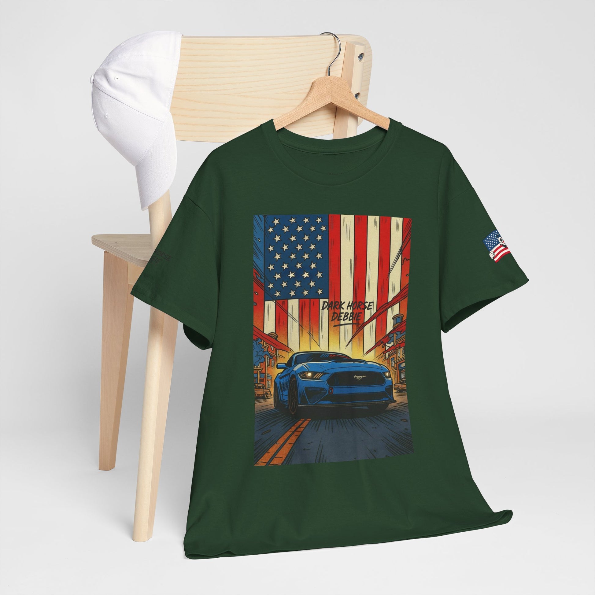 Dark Horse Debbie Patriotic Car Enthusiast Tee - Perfect for Independence Day, Gift for Dad, Car Show, Track Day, Summer Style