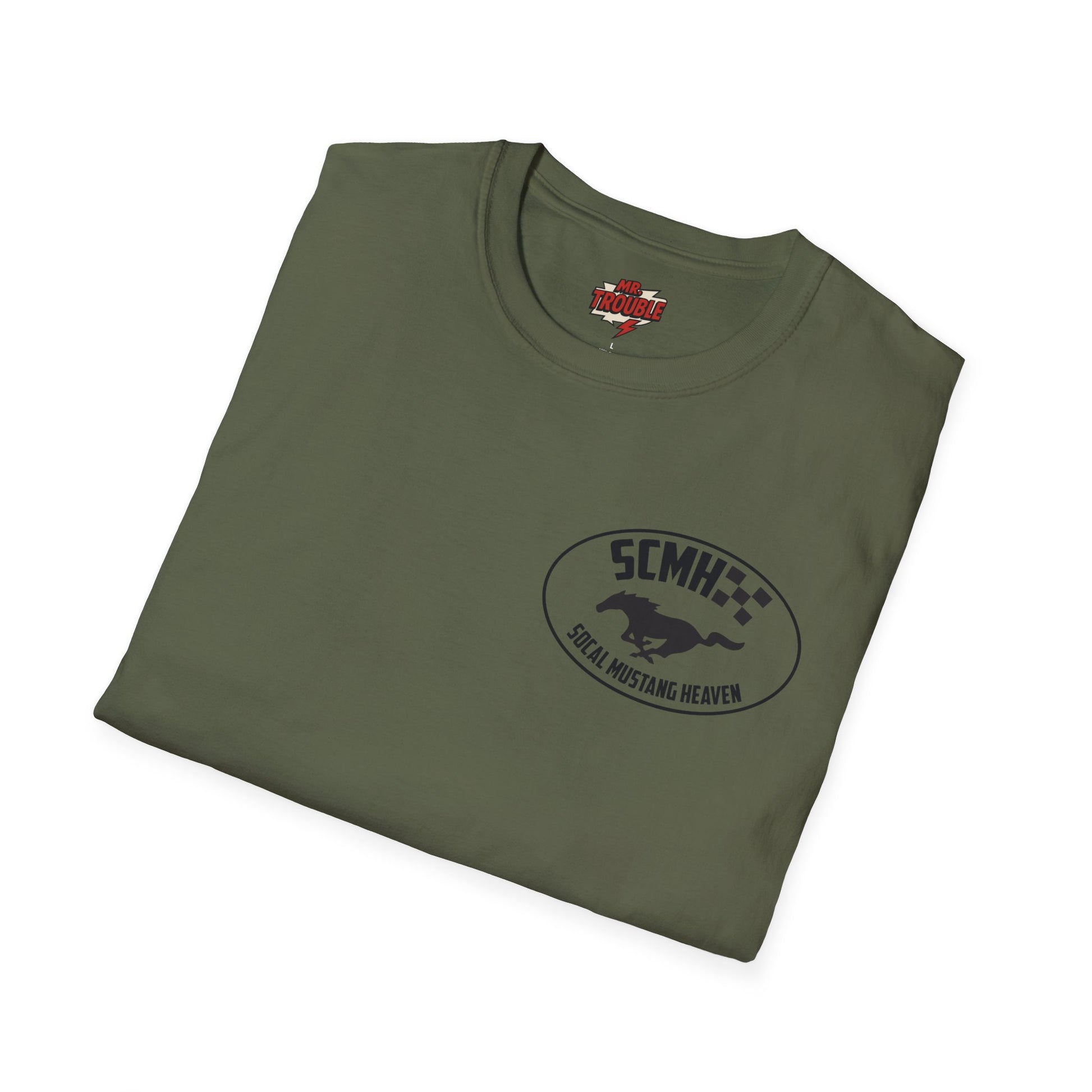 Mr. Trouble SoCal Mustang Heaven T-Shirt, Unisex Graphic Tee, Perfect for Car Lovers, Vintage Style, Gift for Horse Enthusiasts, Casual Wear