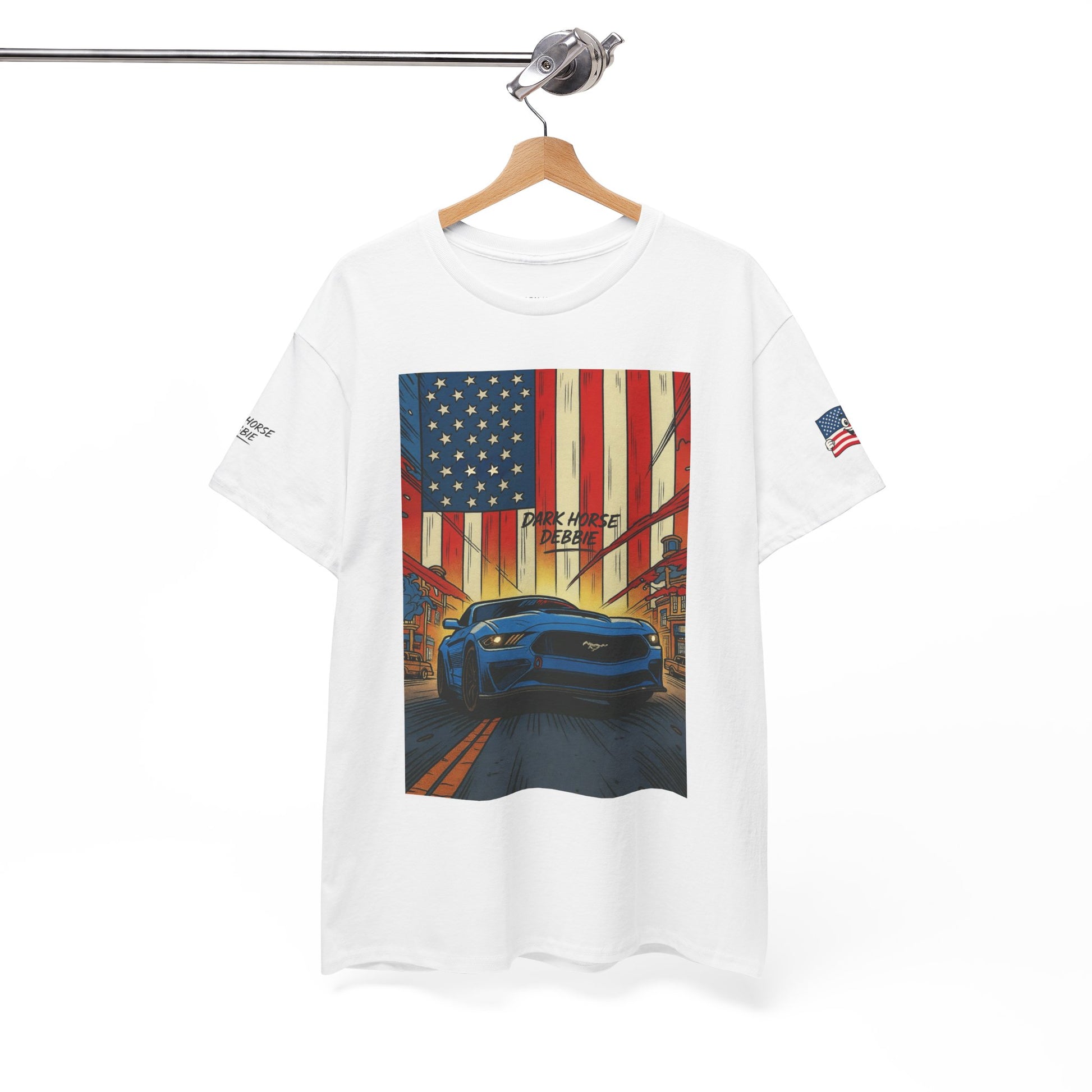 Dark Horse Debbie Patriotic Car Enthusiast Tee - Perfect for Independence Day, Gift for Dad, Car Show, Track Day, Summer Style