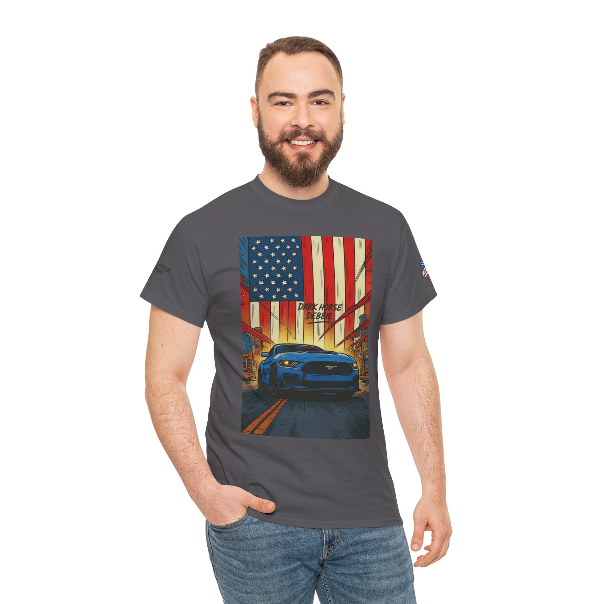Dark Horse Debbie Patriotic Car Enthusiast Tee - Perfect for Independence Day, Gift for Dad, Car Show, Track Day, Summer Style