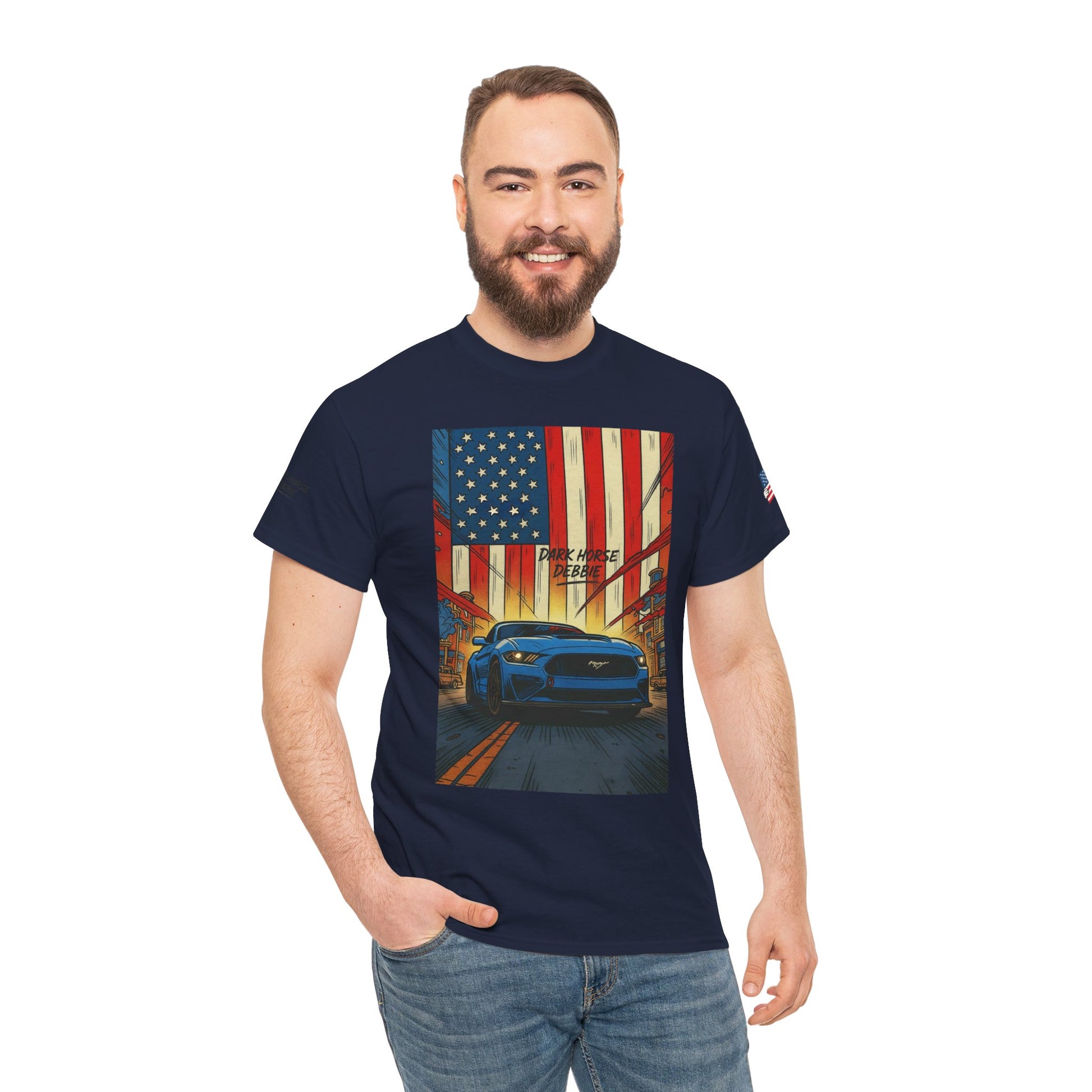 Dark Horse Debbie Patriotic Car Enthusiast Tee - Perfect for Independence Day, Gift for Dad, Car Show, Track Day, Summer Style