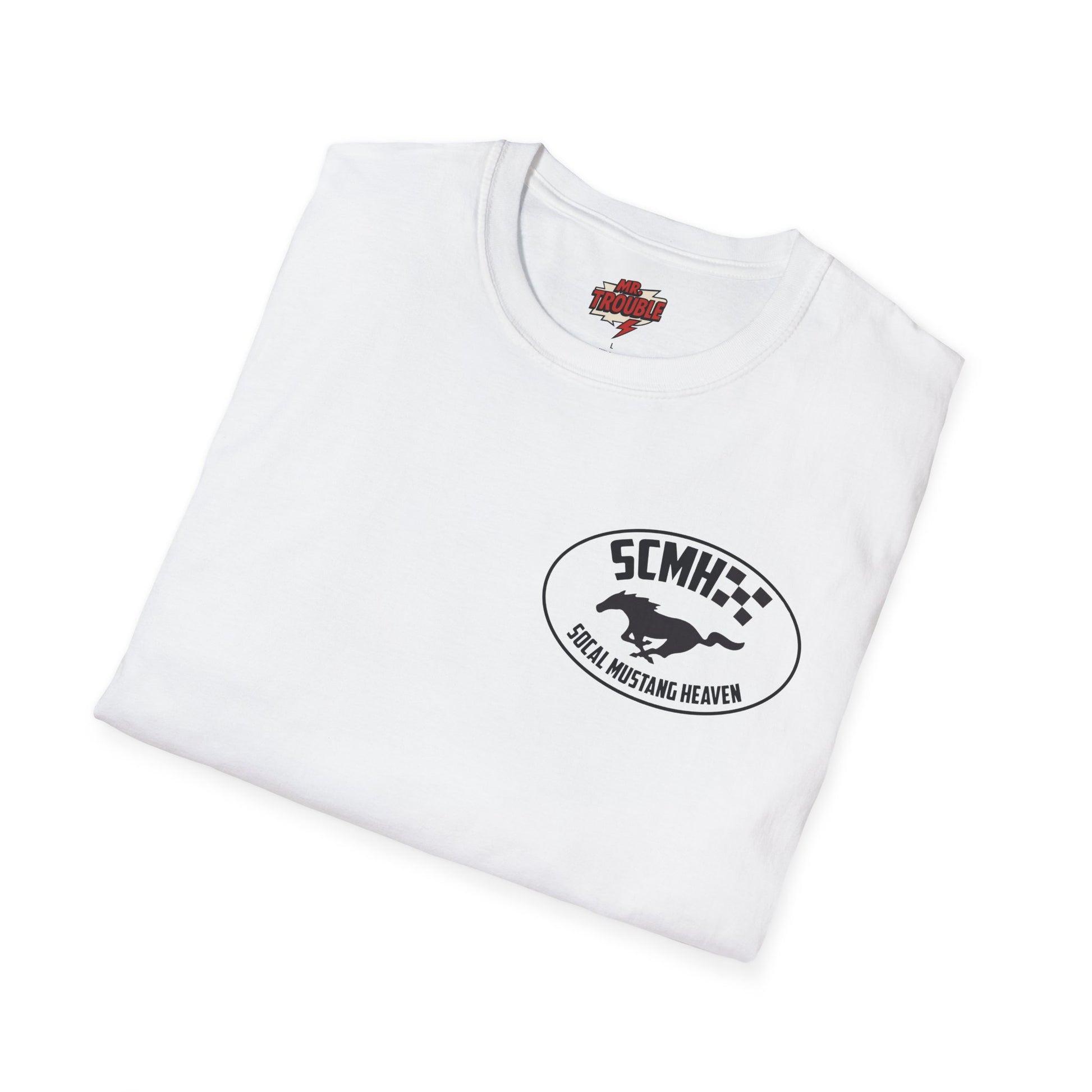 Mr. Trouble SoCal Mustang Heaven T-Shirt, Unisex Graphic Tee, Perfect for Car Lovers, Vintage Style, Gift for Horse Enthusiasts, Casual Wear