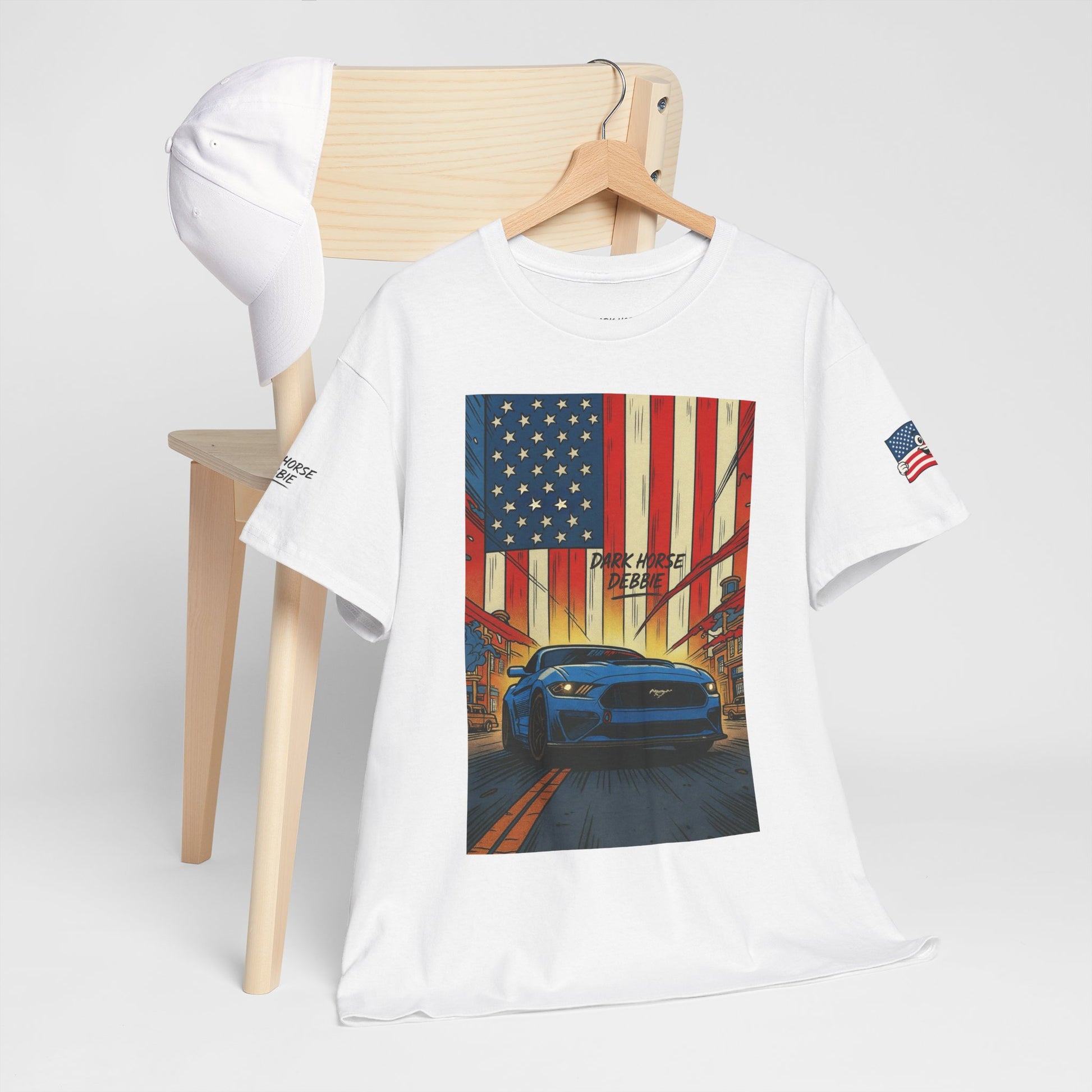 Dark Horse Debbie Patriotic Car Enthusiast Tee - Perfect for Independence Day, Gift for Dad, Car Show, Track Day, Summer Style