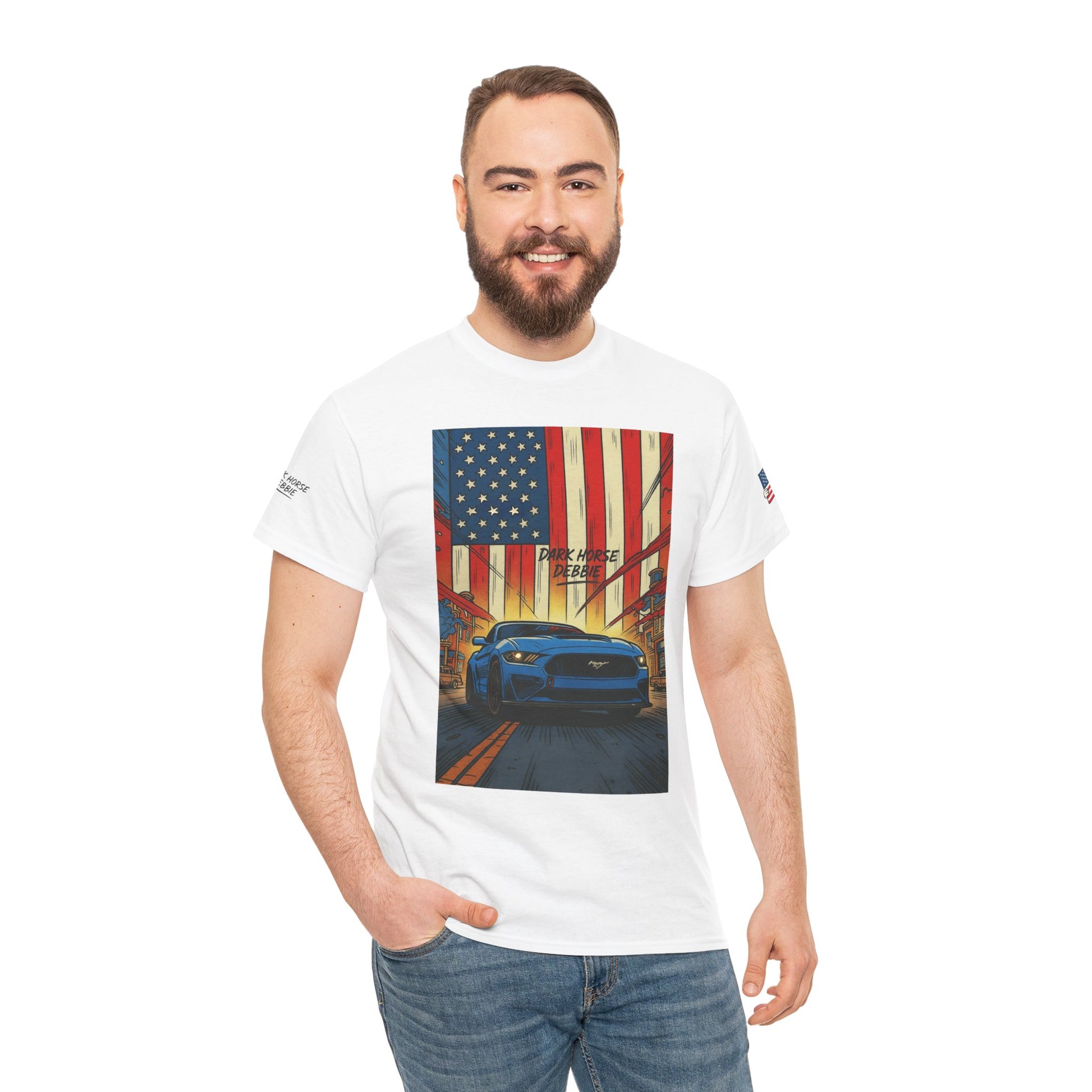 Dark Horse Debbie Patriotic Car Enthusiast Tee - Perfect for Independence Day, Gift for Dad, Car Show, Track Day, Summer Style