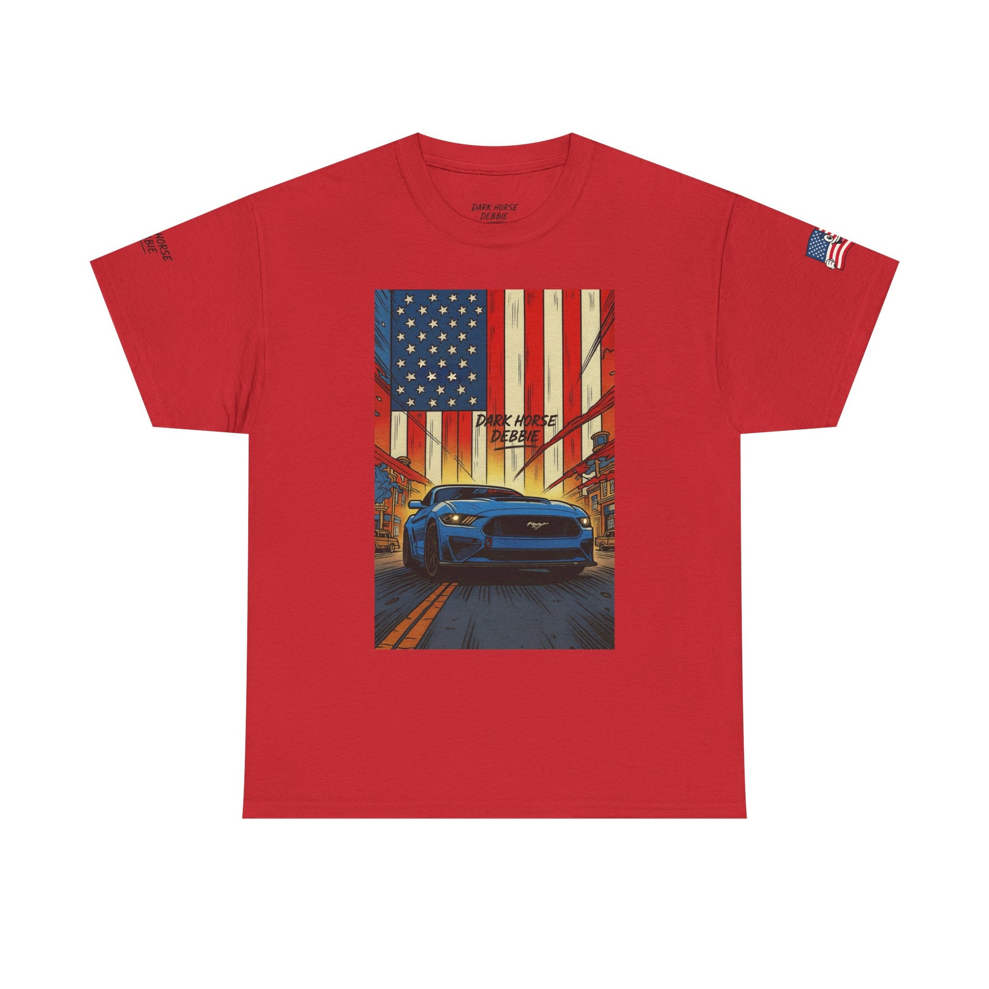 Dark Horse Debbie Patriotic Car Enthusiast Tee - Perfect for Independence Day, Gift for Dad, Car Show, Track Day, Summer Style