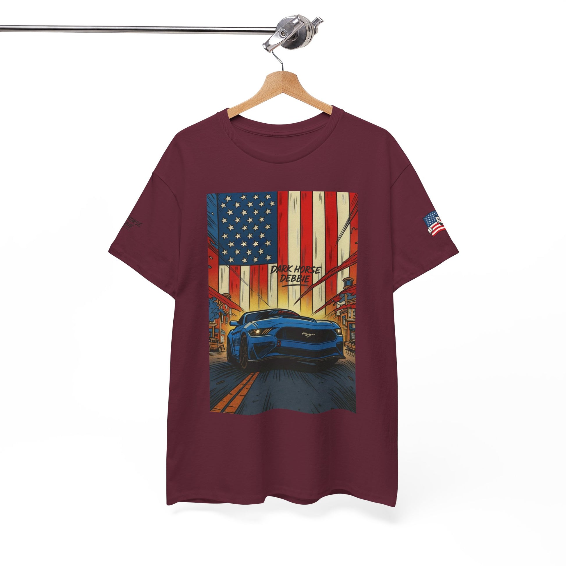 Dark Horse Debbie Patriotic Car Enthusiast Tee - Perfect for Independence Day, Gift for Dad, Car Show, Track Day, Summer Style