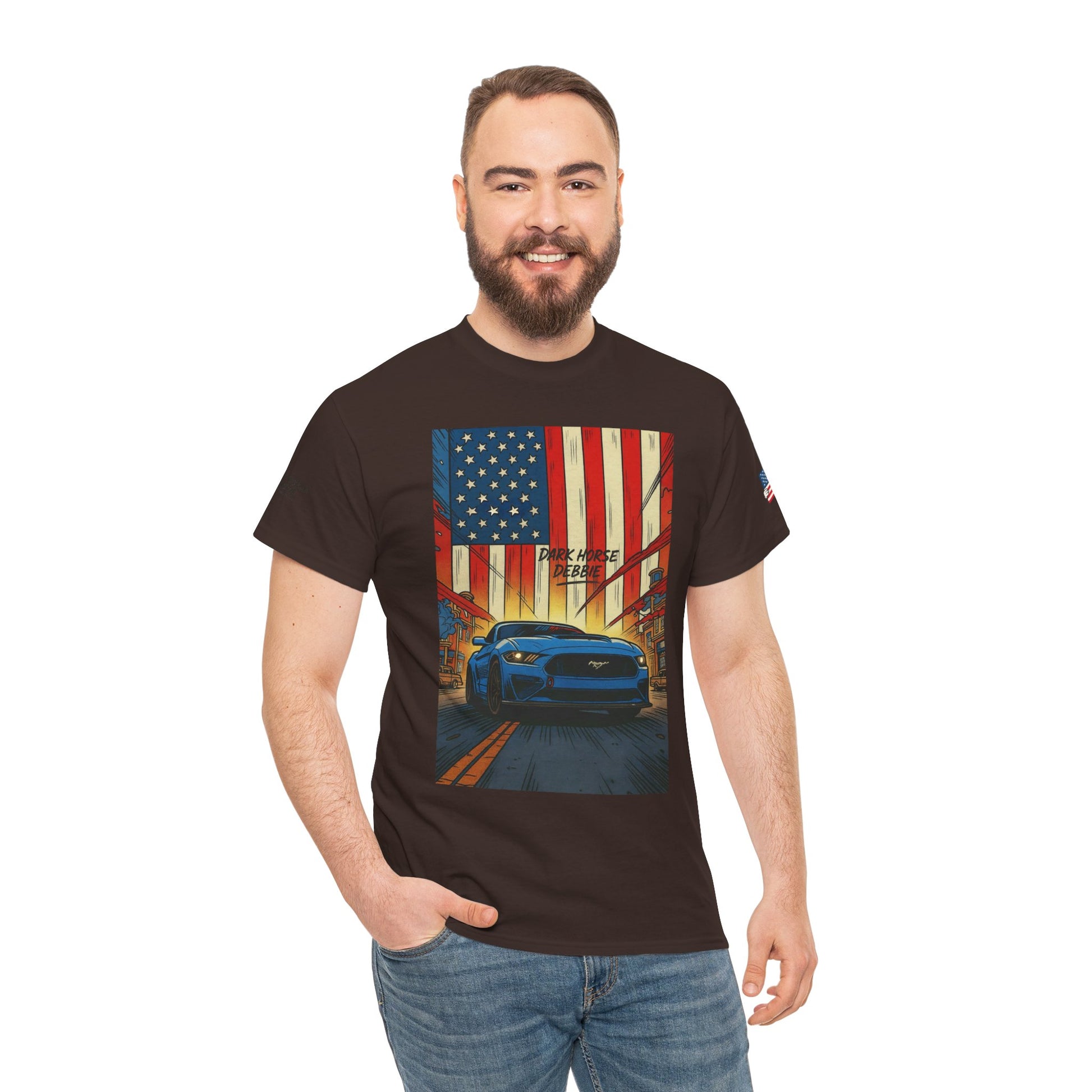 Dark Horse Debbie Patriotic Car Enthusiast Tee - Perfect for Independence Day, Gift for Dad, Car Show, Track Day, Summer Style