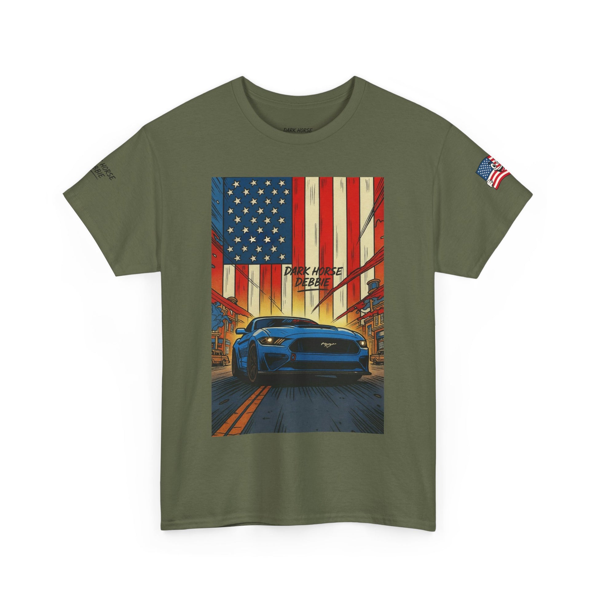 Dark Horse Debbie Patriotic Car Enthusiast Tee - Perfect for Independence Day, Gift for Dad, Car Show, Track Day, Summer Style