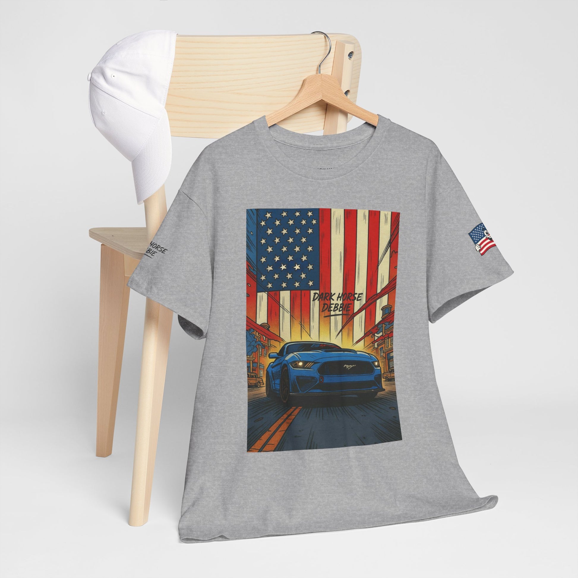 Dark Horse Debbie Patriotic Car Enthusiast Tee - Perfect for Independence Day, Gift for Dad, Car Show, Track Day, Summer Style