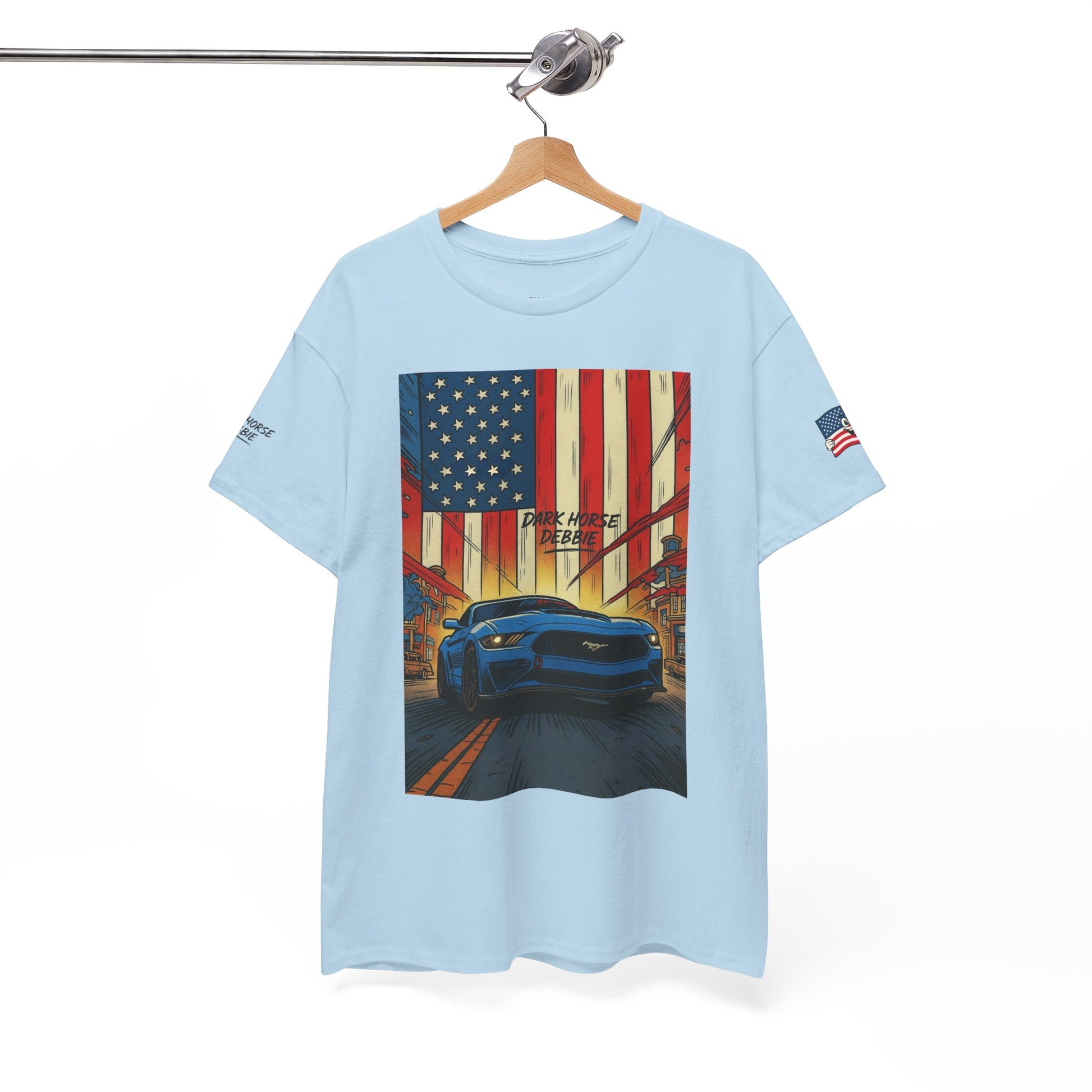 Dark Horse Debbie Patriotic Car Enthusiast Tee - Perfect for Independence Day, Gift for Dad, Car Show, Track Day, Summer Style