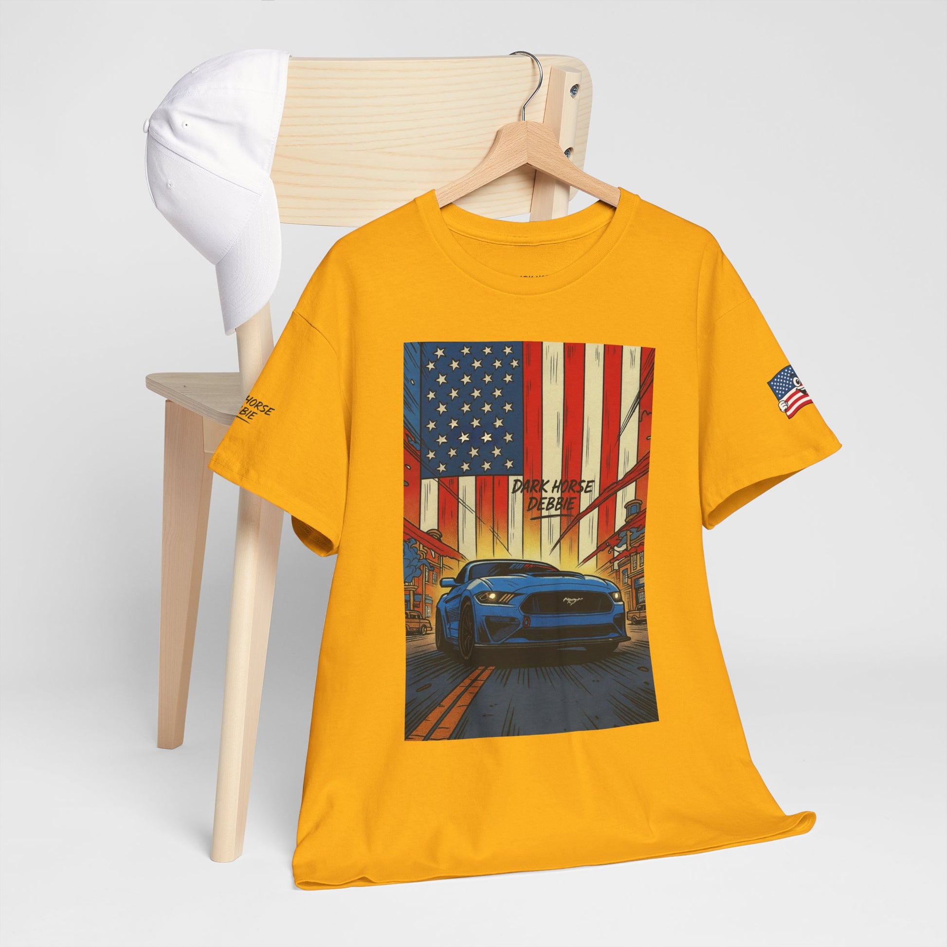 Dark Horse Debbie Patriotic Car Enthusiast Tee - Perfect for Independence Day, Gift for Dad, Car Show, Track Day, Summer Style