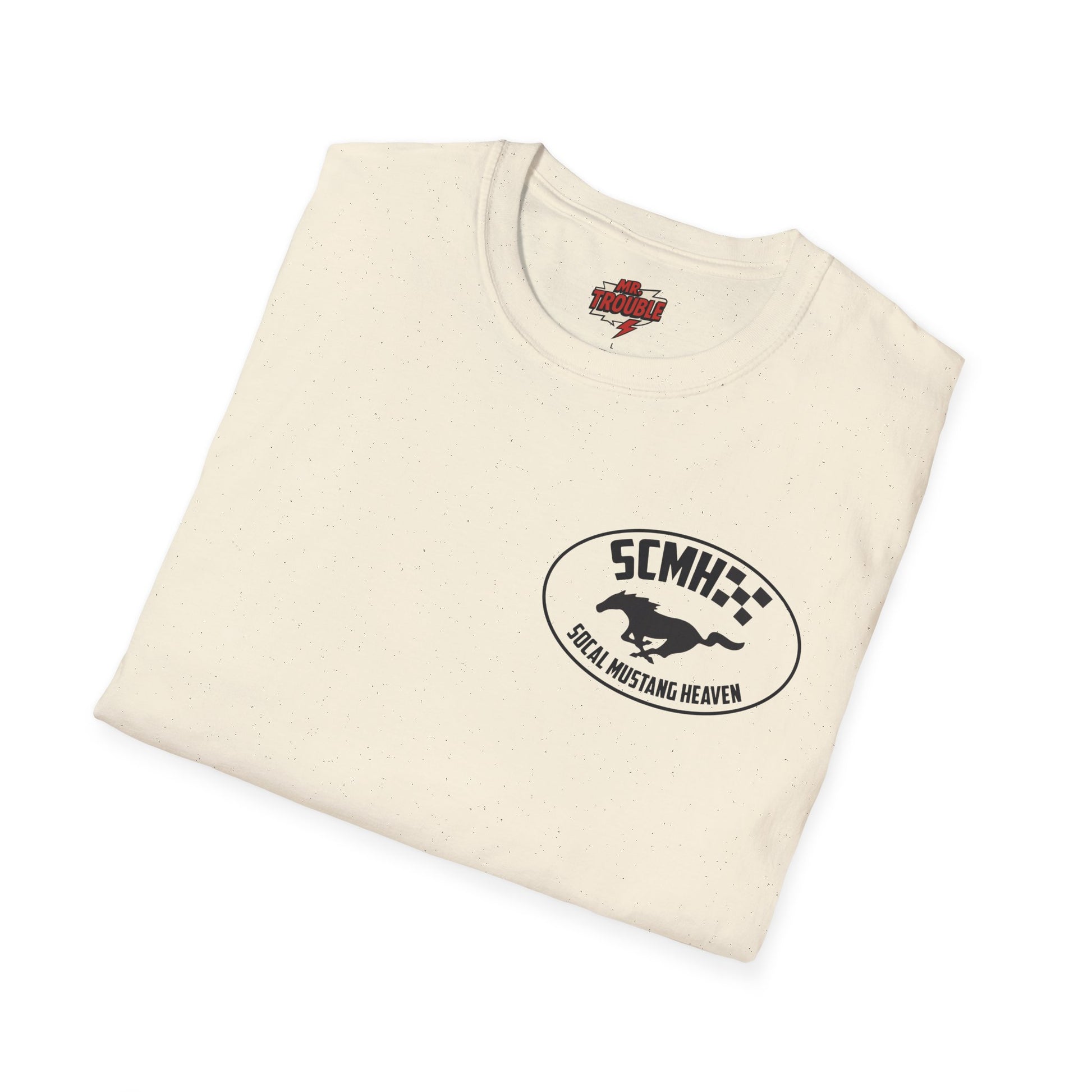 Mr. Trouble SoCal Mustang Heaven T-Shirt, Unisex Graphic Tee, Perfect for Car Lovers, Vintage Style, Gift for Horse Enthusiasts, Casual Wear
