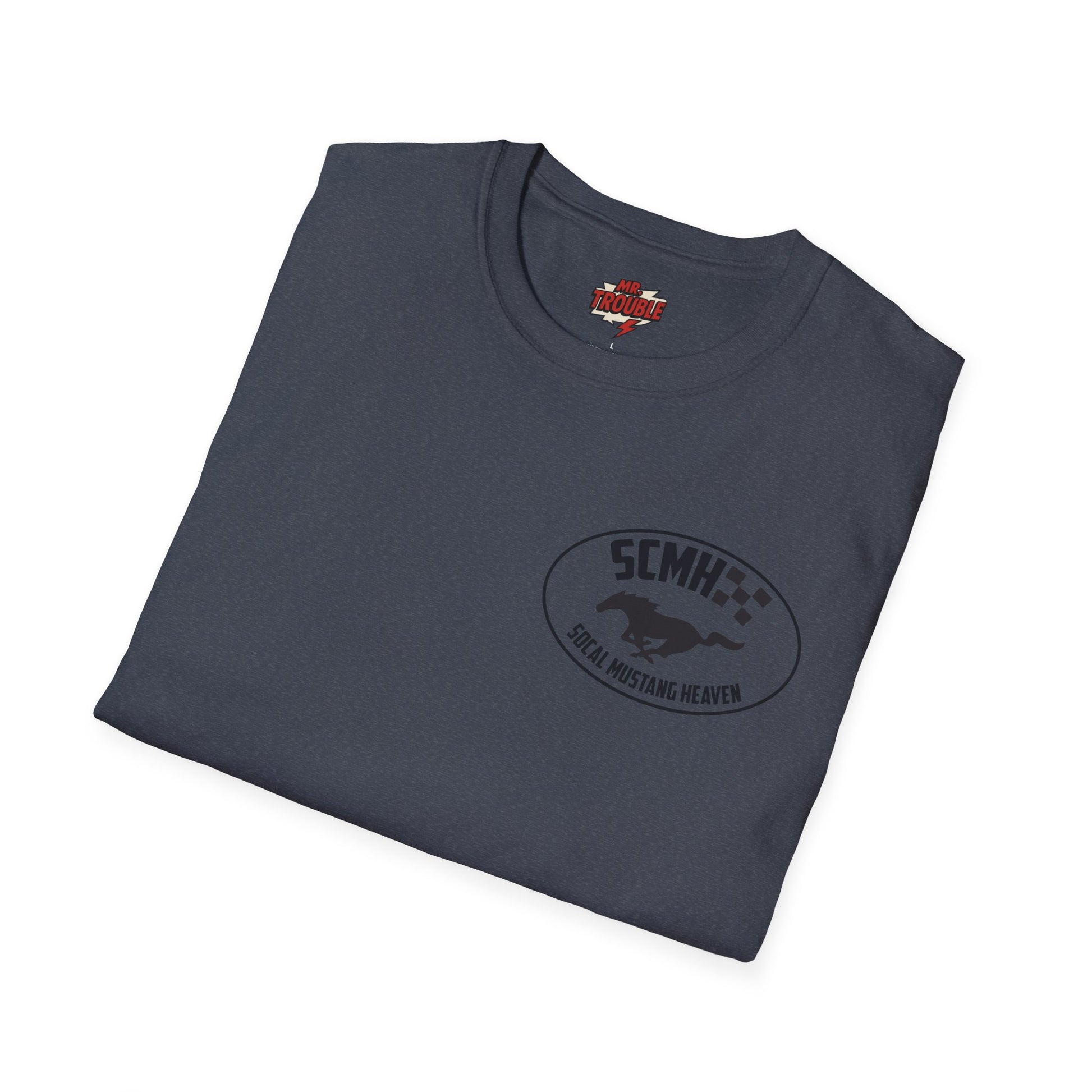 Mr. Trouble SoCal Mustang Heaven T-Shirt, Unisex Graphic Tee, Perfect for Car Lovers, Vintage Style, Gift for Horse Enthusiasts, Casual Wear