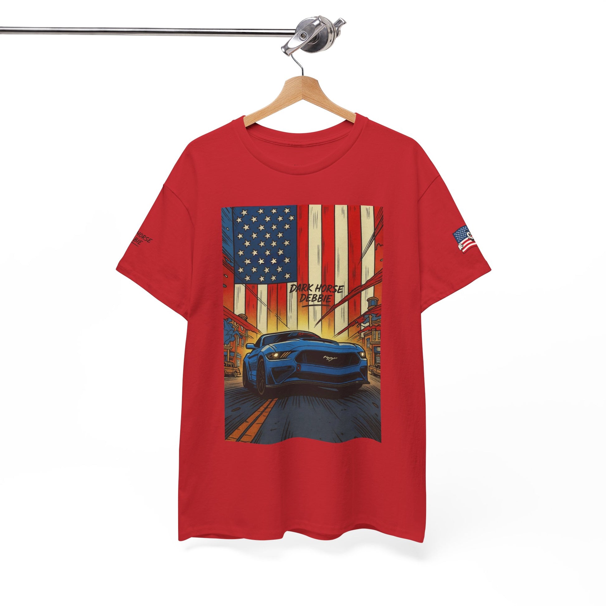 Dark Horse Debbie Patriotic Car Enthusiast Tee - Perfect for Independence Day, Gift for Dad, Car Show, Track Day, Summer Style