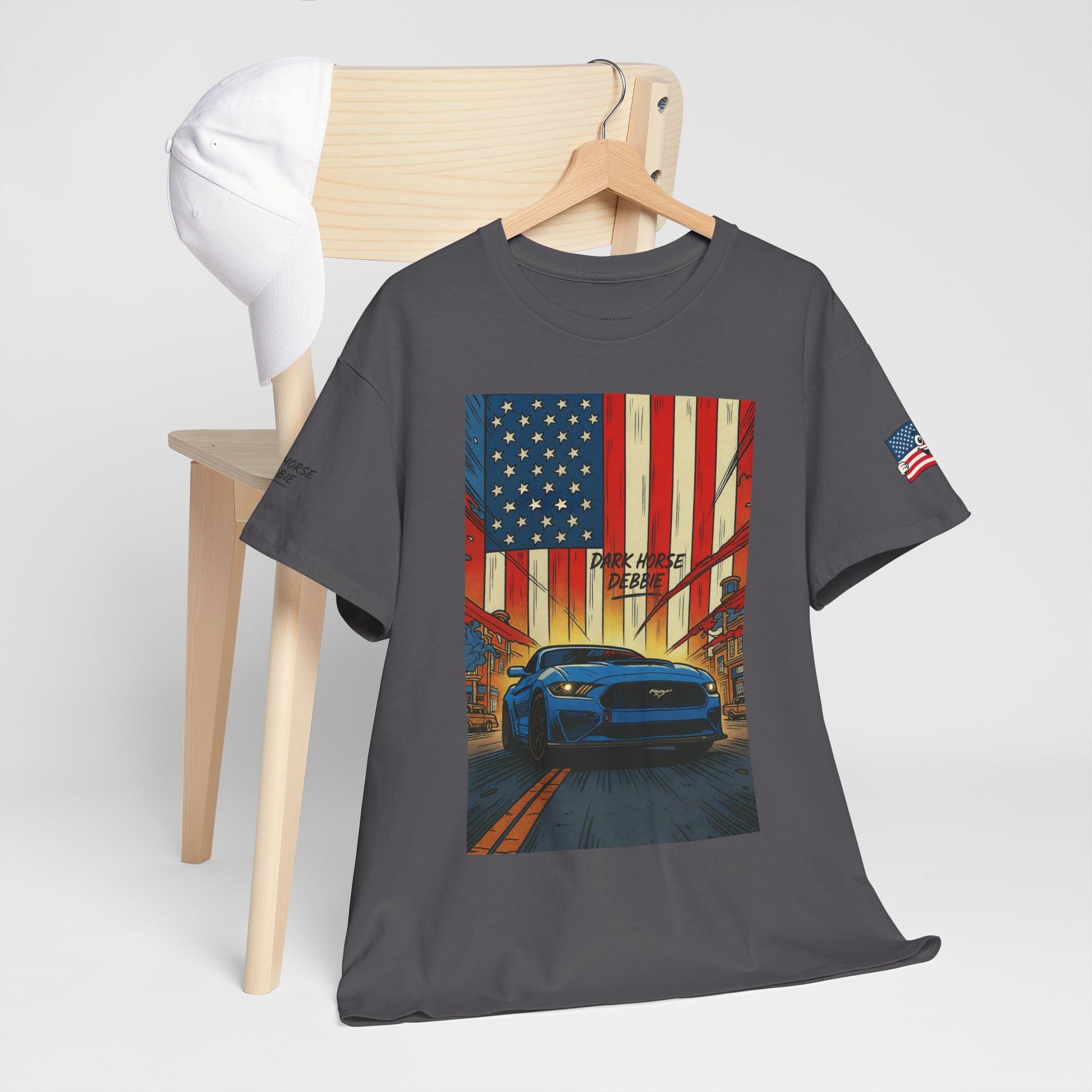 Dark Horse Debbie Patriotic Car Enthusiast Tee - Perfect for Independence Day, Gift for Dad, Car Show, Track Day, Summer Style