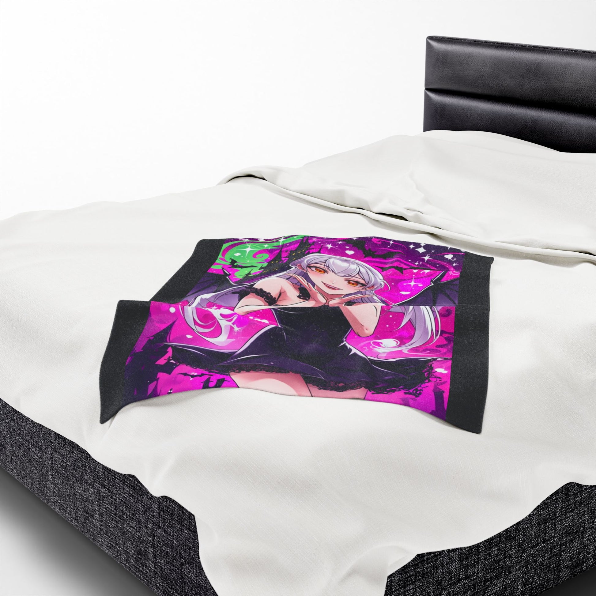 Vampire Crimson Gothic Anime Velveteen Plush Blanket | Cozy Throw for Halloween, Gift for Anime Fans, Bedroom Decor, Soft Blanket for Kids
