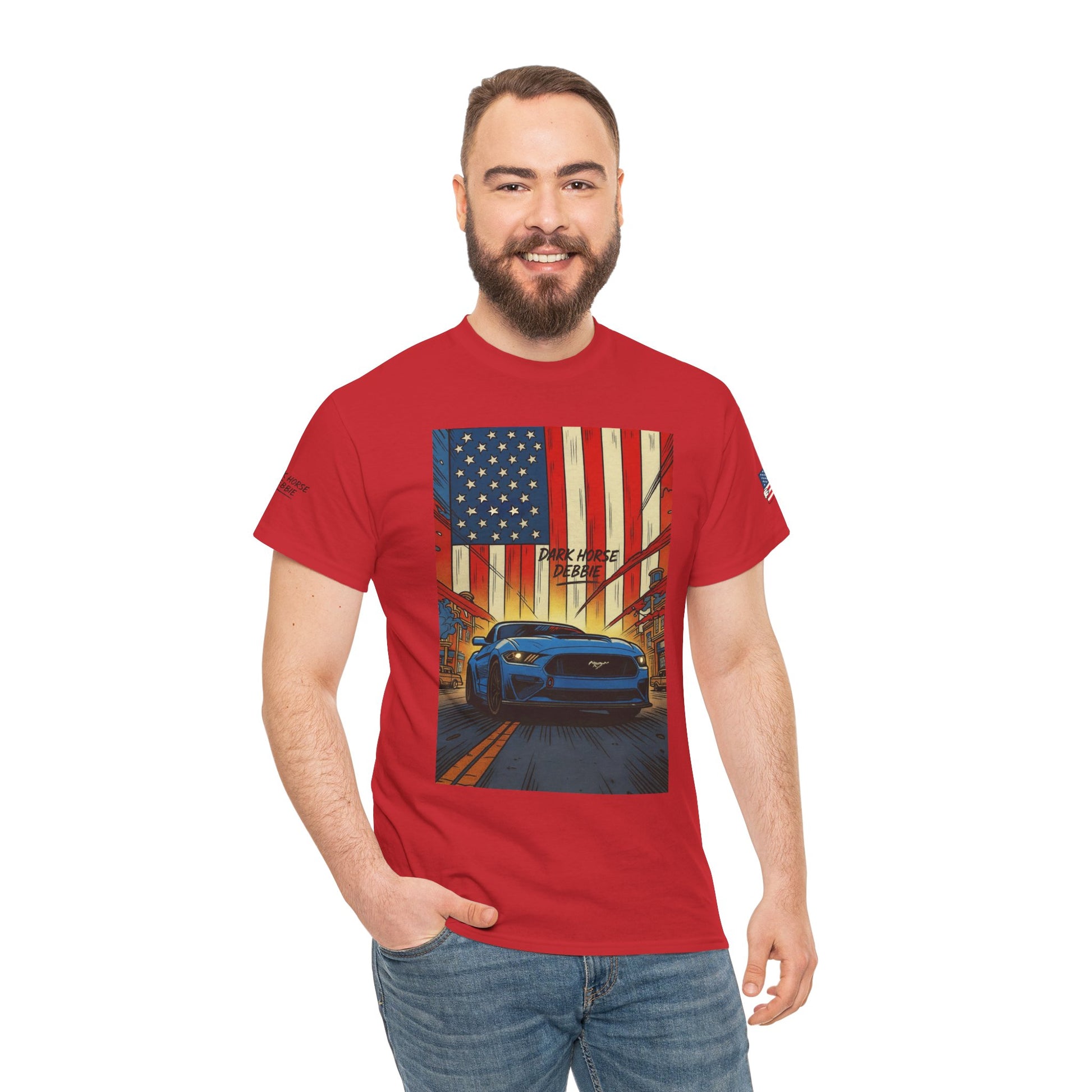 Dark Horse Debbie Patriotic Car Enthusiast Tee - Perfect for Independence Day, Gift for Dad, Car Show, Track Day, Summer Style