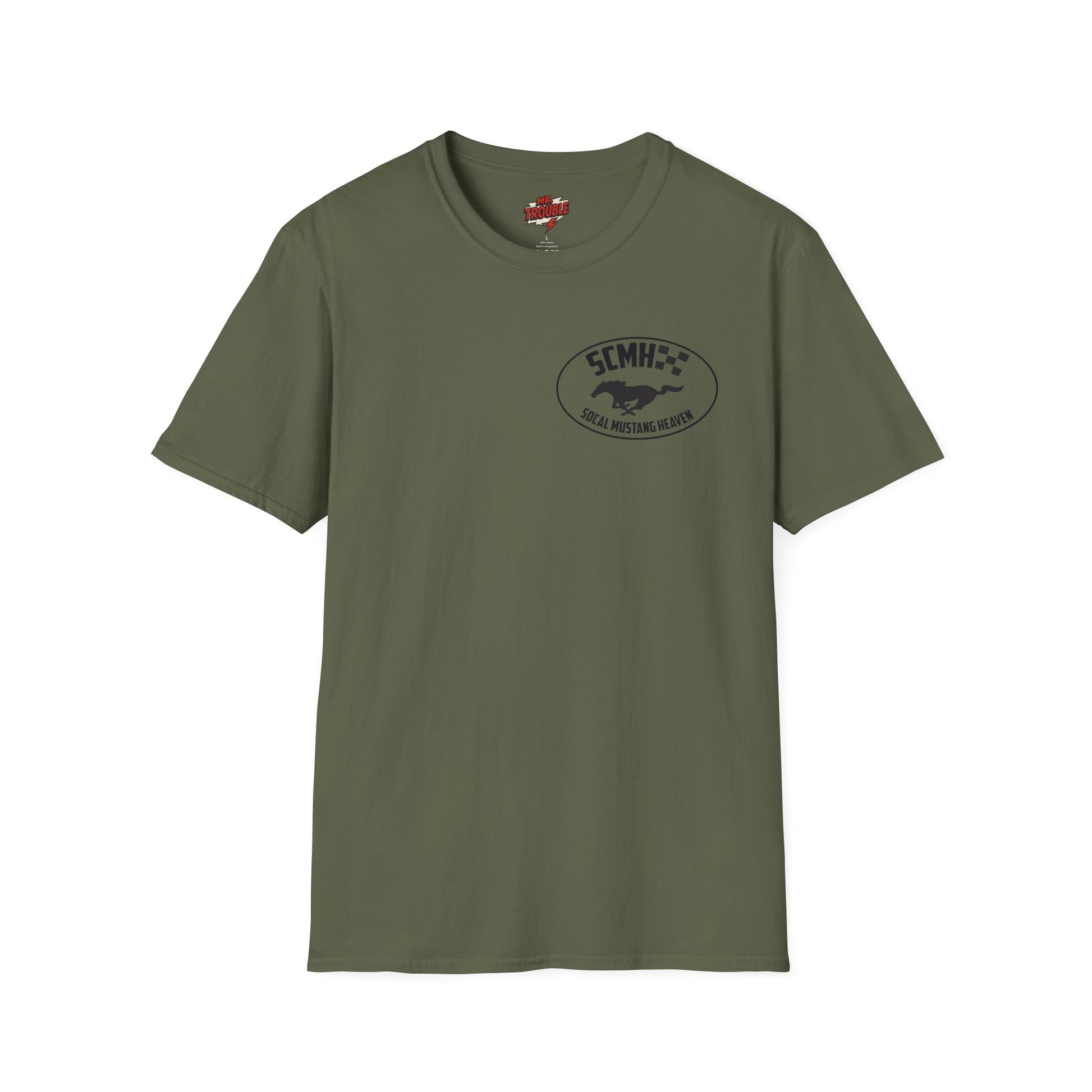 Mr. Trouble SoCal Mustang Heaven T-Shirt, Unisex Graphic Tee, Perfect for Car Lovers, Vintage Style, Gift for Horse Enthusiasts, Casual Wear