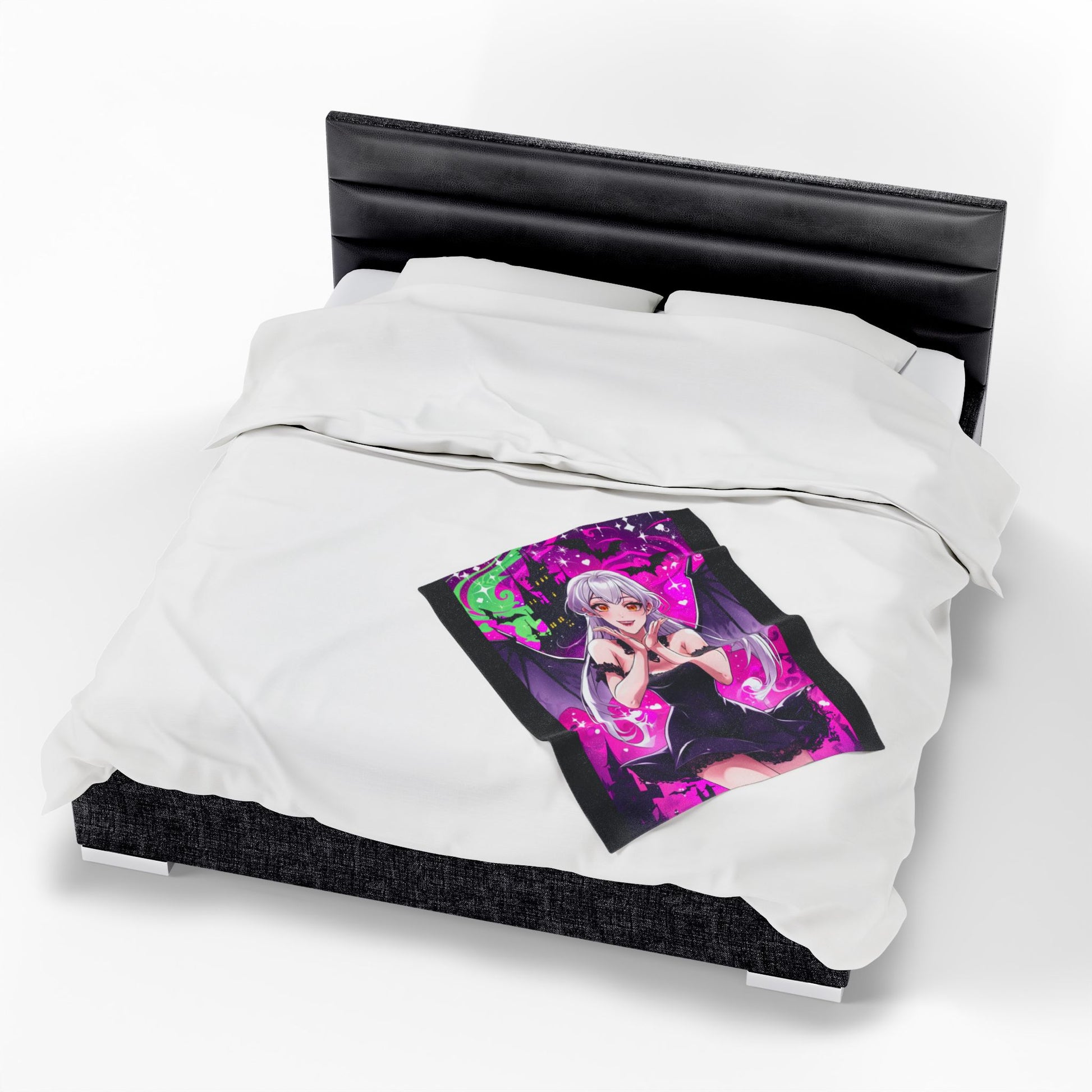 Vampire Crimson Gothic Anime Velveteen Plush Blanket | Cozy Throw for Halloween, Gift for Anime Fans, Bedroom Decor, Soft Blanket for Kids