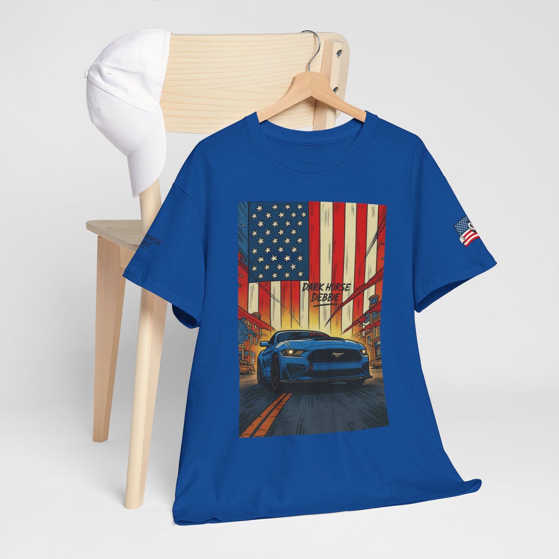 Dark Horse Debbie Patriotic Car Enthusiast Tee - Perfect for Independence Day, Gift for Dad, Car Show, Track Day, Summer Style