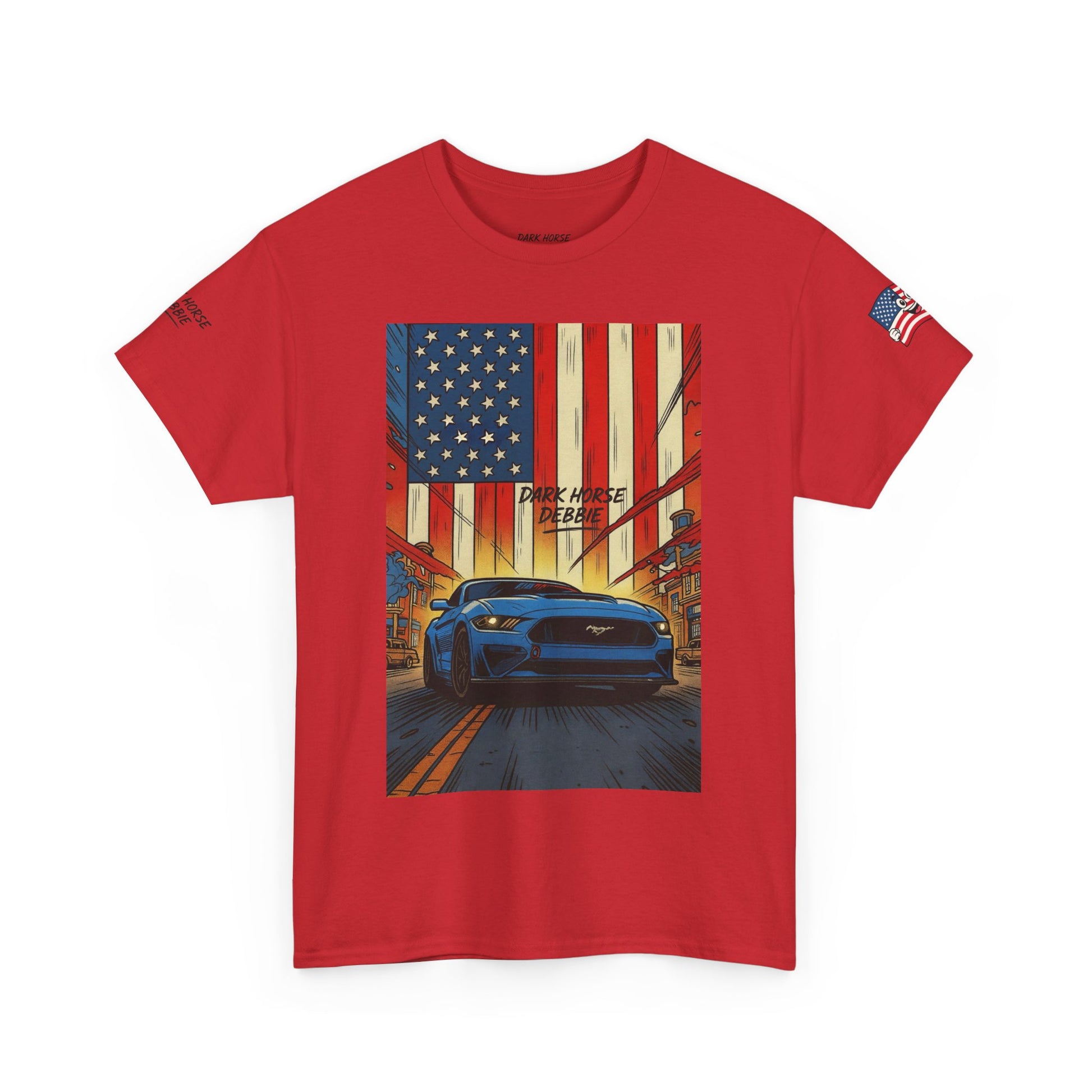 Dark Horse Debbie Patriotic Car Enthusiast Tee - Perfect for Independence Day, Gift for Dad, Car Show, Track Day, Summer Style