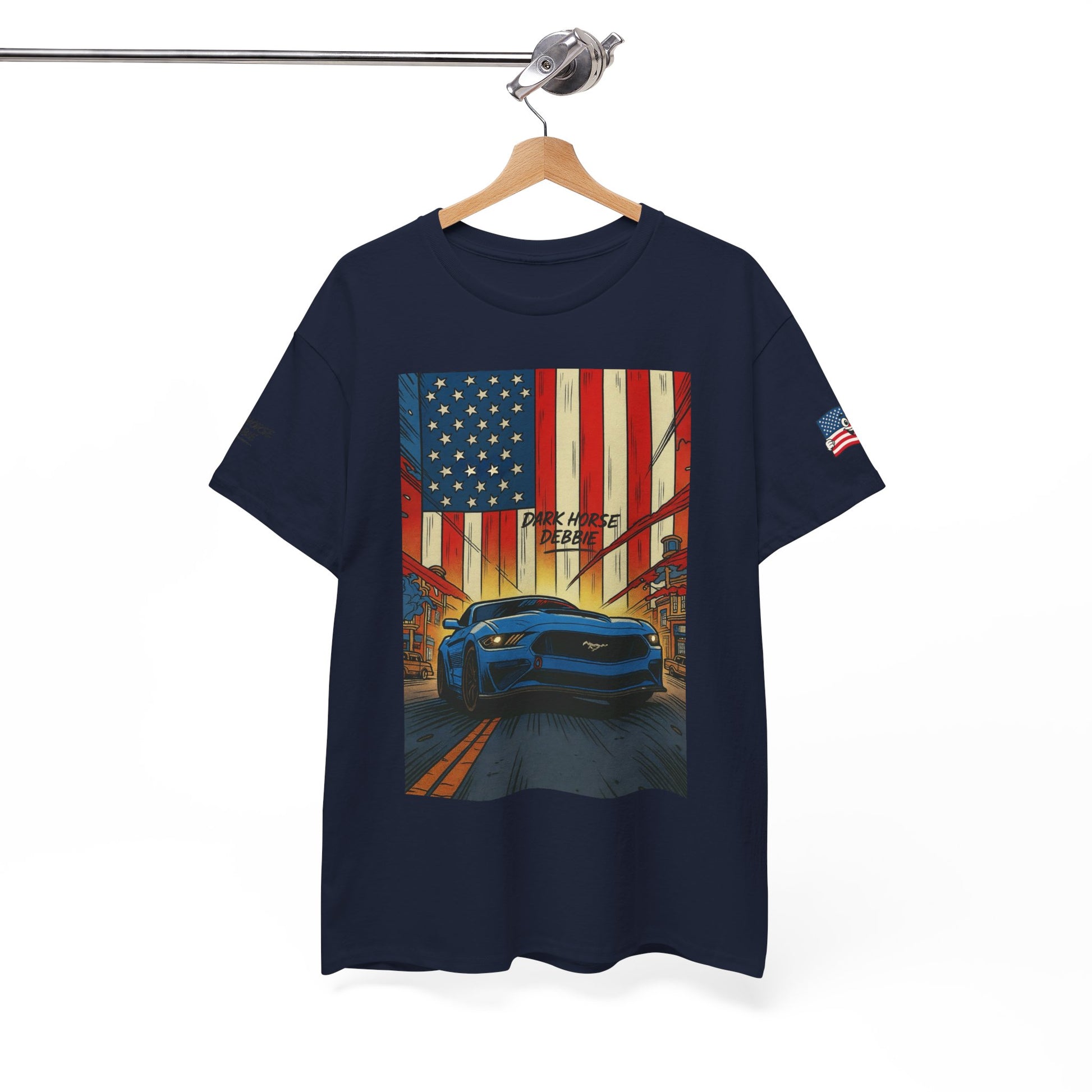 Dark Horse Debbie Patriotic Car Enthusiast Tee - Perfect for Independence Day, Gift for Dad, Car Show, Track Day, Summer Style