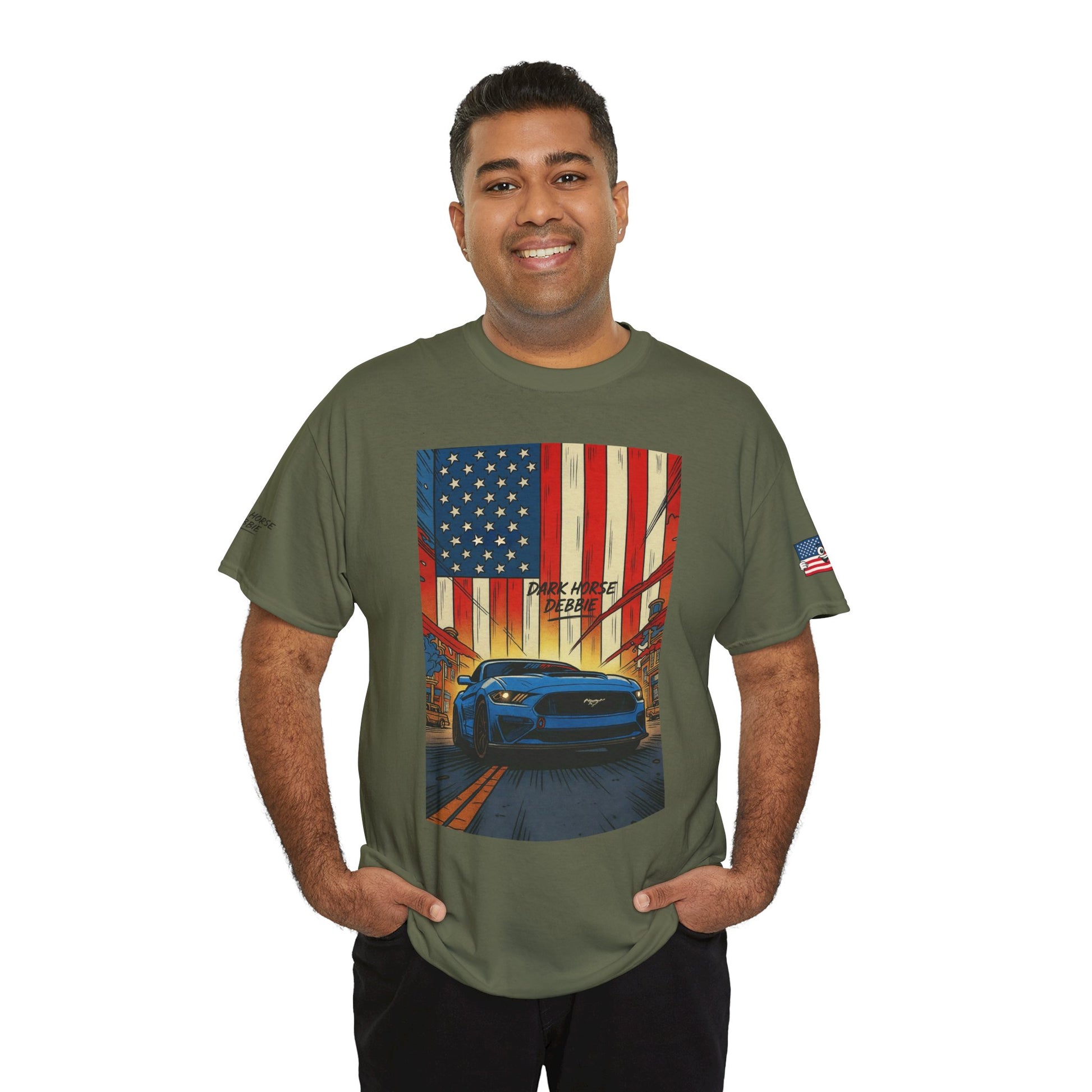 Dark Horse Debbie Patriotic Car Enthusiast Tee - Perfect for Independence Day, Gift for Dad, Car Show, Track Day, Summer Style