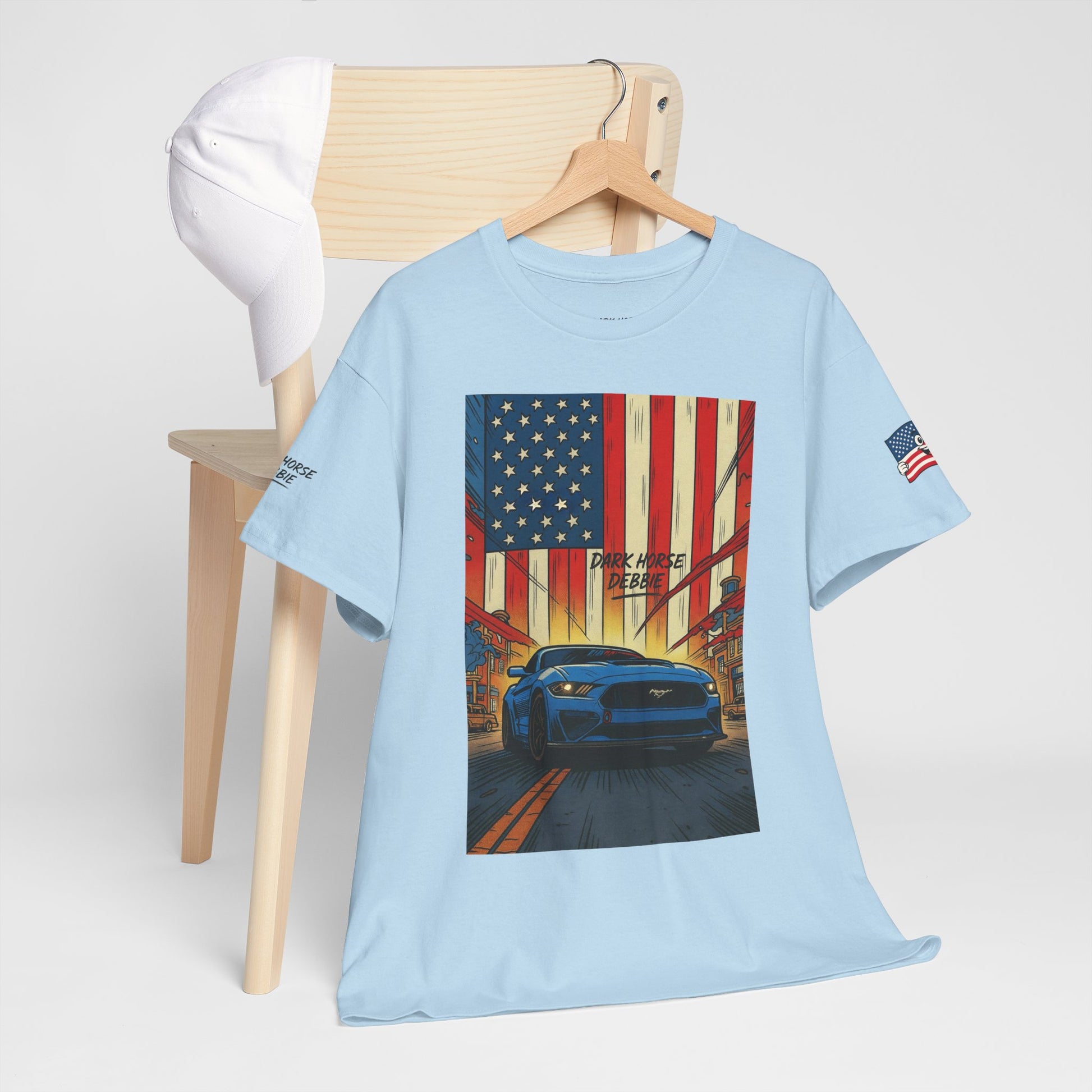 Dark Horse Debbie Patriotic Car Enthusiast Tee - Perfect for Independence Day, Gift for Dad, Car Show, Track Day, Summer Style