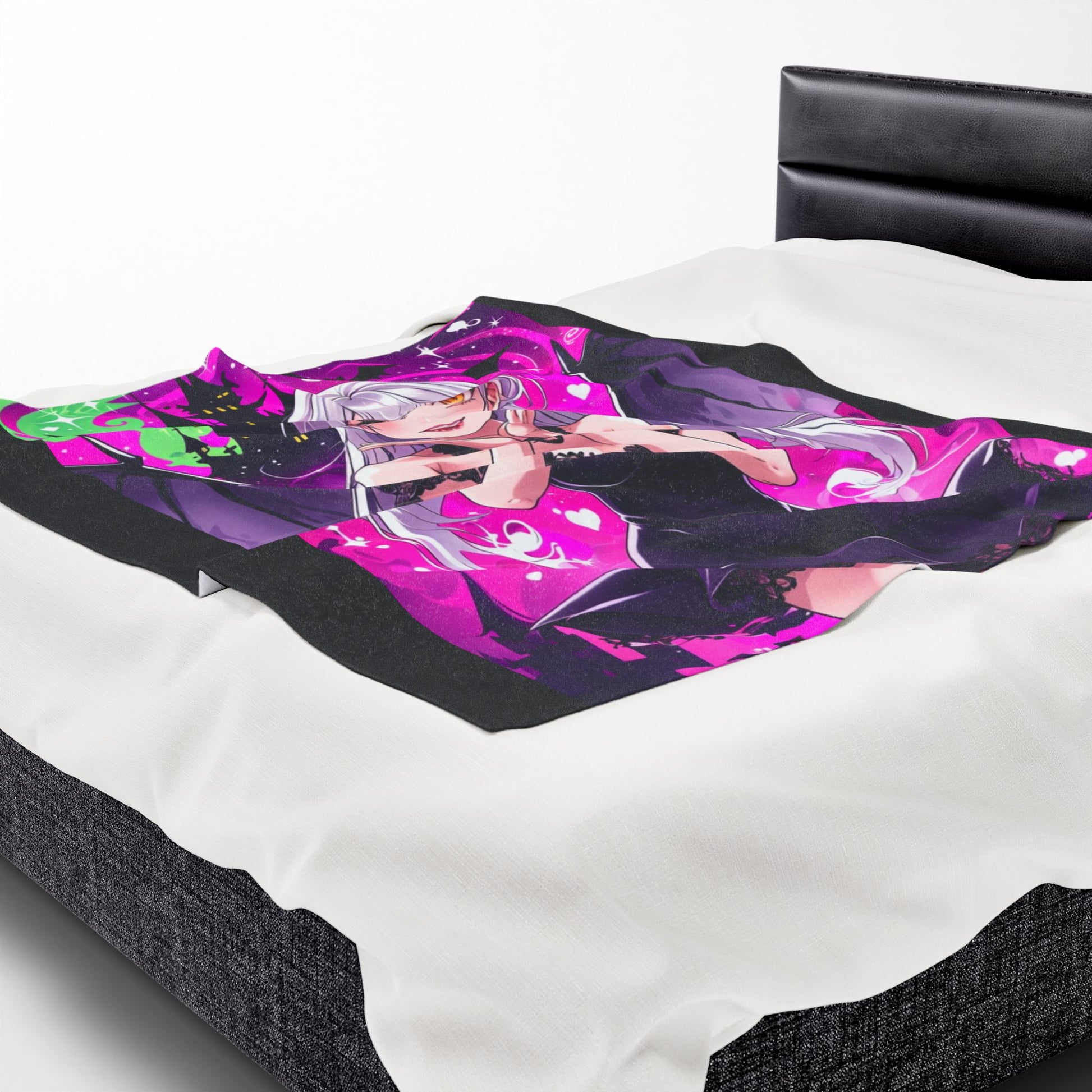Vampire Crimson Gothic Anime Velveteen Plush Blanket | Cozy Throw for Halloween, Gift for Anime Fans, Bedroom Decor, Soft Blanket for Kids