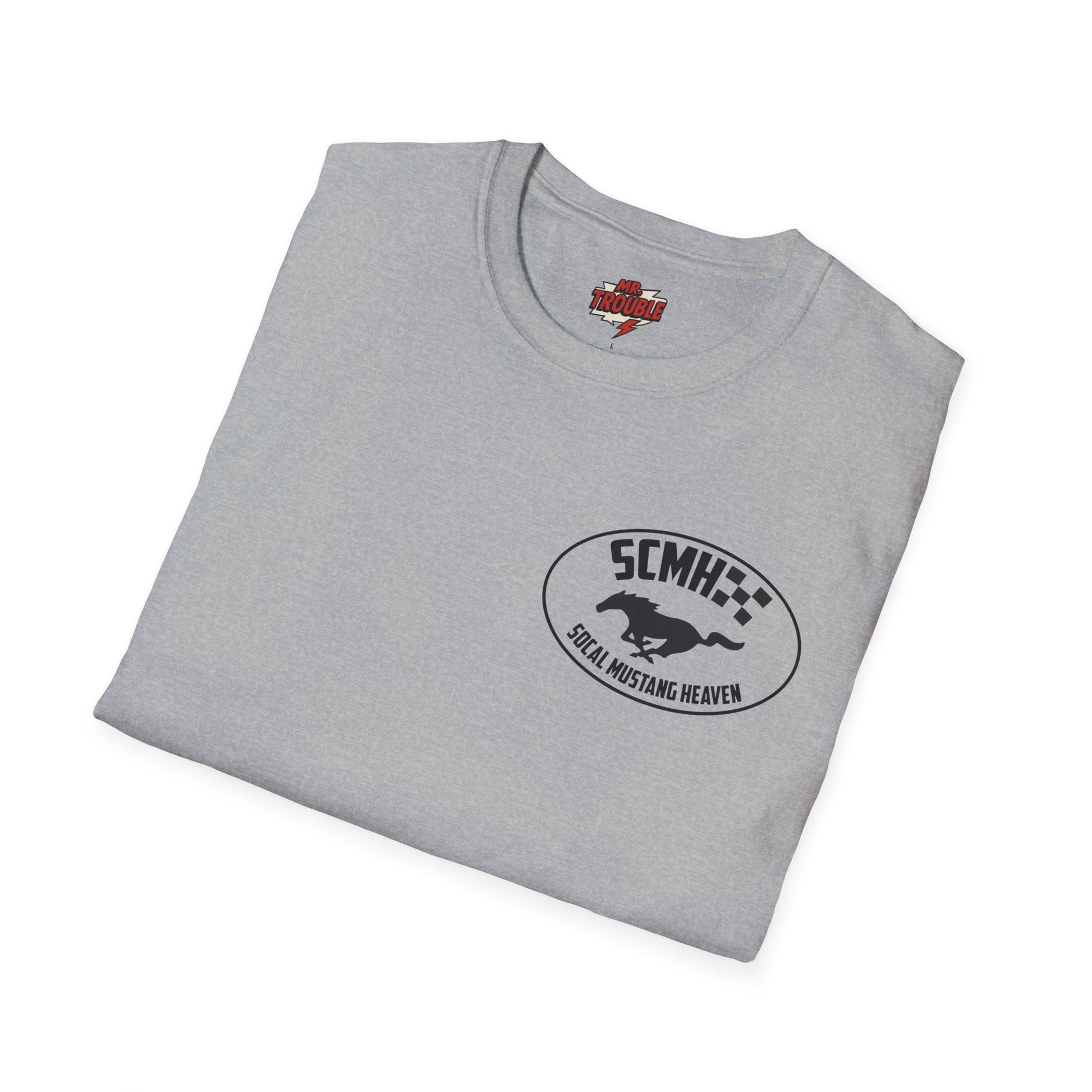 Mr. Trouble SoCal Mustang Heaven T-Shirt, Unisex Graphic Tee, Perfect for Car Lovers, Vintage Style, Gift for Horse Enthusiasts, Casual Wear