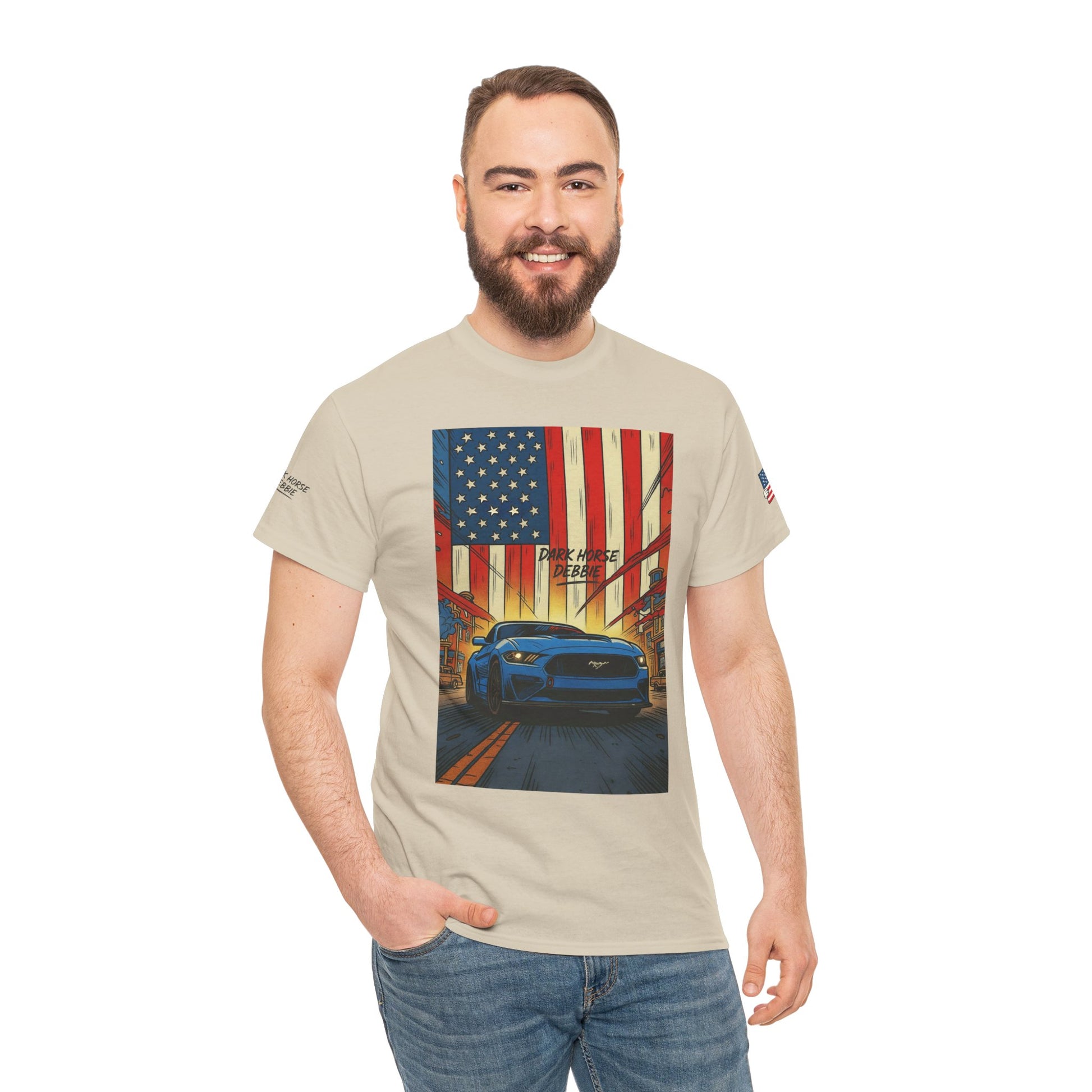 Dark Horse Debbie Patriotic Car Enthusiast Tee - Perfect for Independence Day, Gift for Dad, Car Show, Track Day, Summer Style