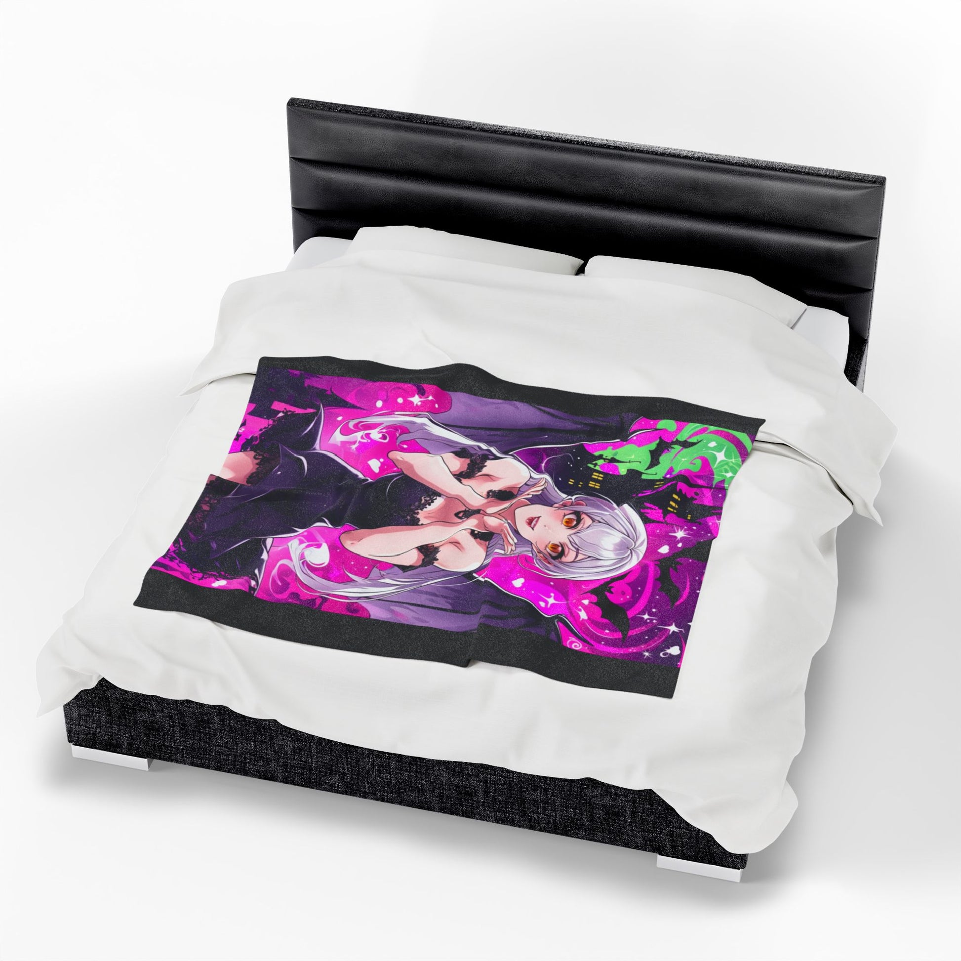 Vampire Crimson Gothic Anime Velveteen Plush Blanket | Cozy Throw for Halloween, Gift for Anime Fans, Bedroom Decor, Soft Blanket for Kids