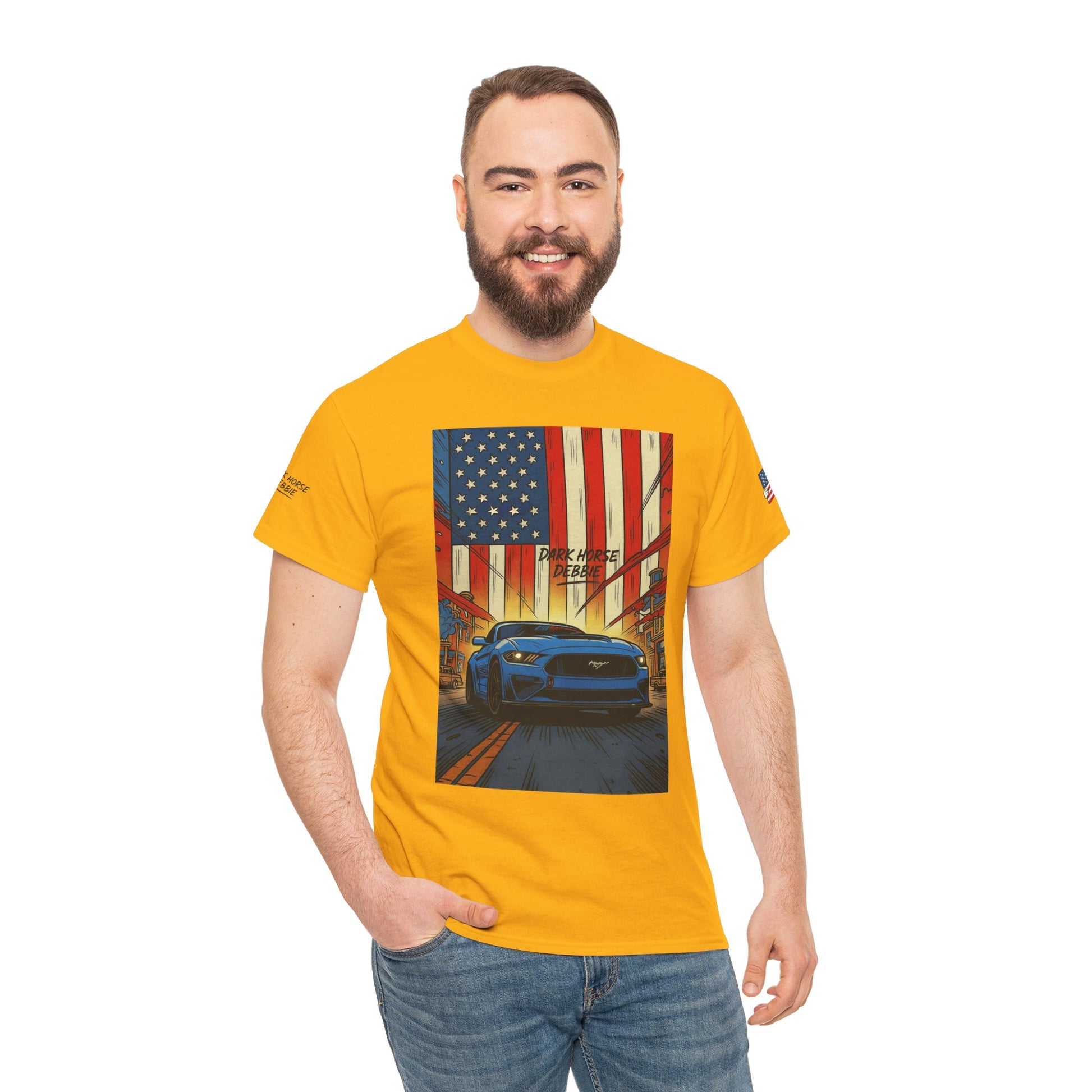 Dark Horse Debbie Patriotic Car Enthusiast Tee - Perfect for Independence Day, Gift for Dad, Car Show, Track Day, Summer Style