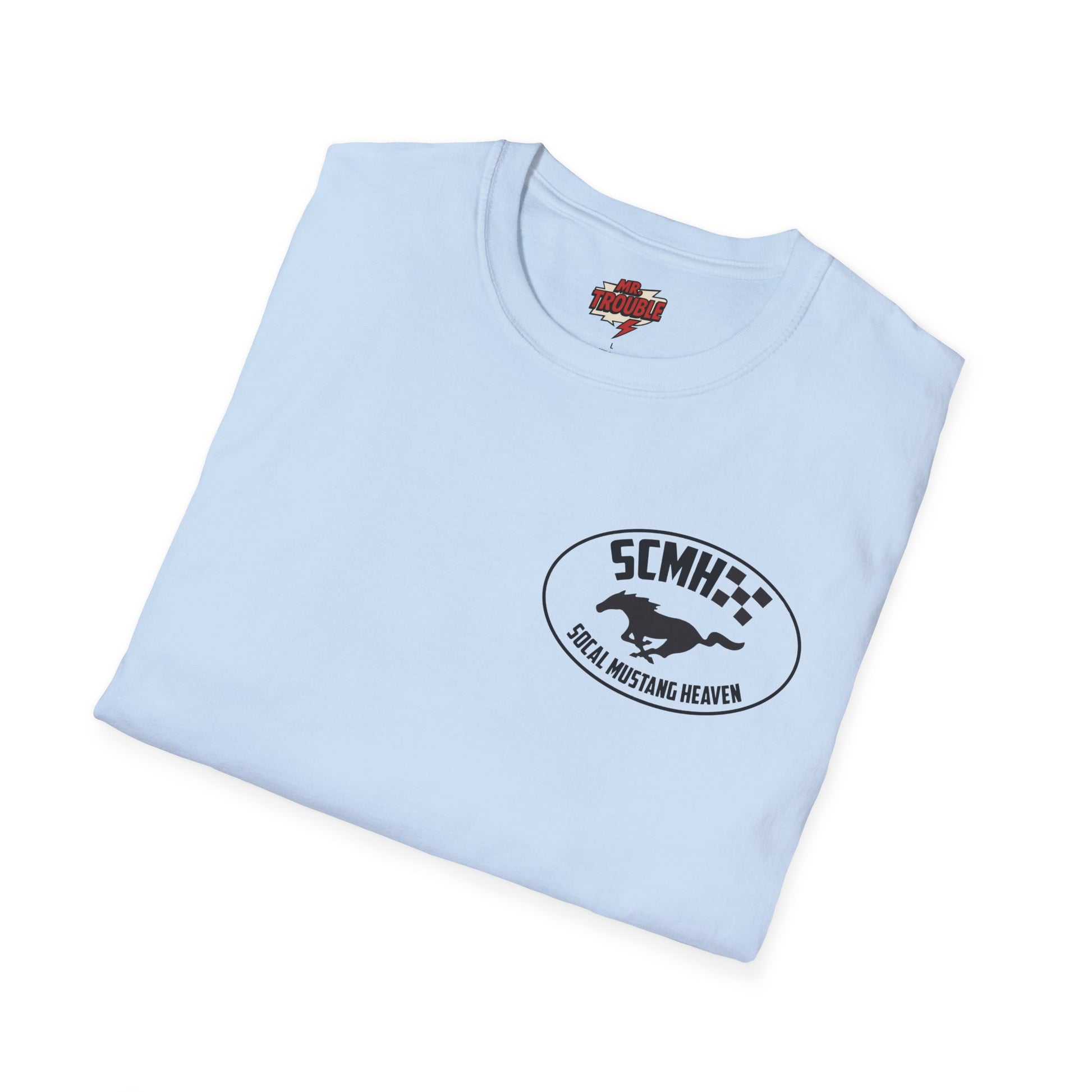 Mr. Trouble SoCal Mustang Heaven T-Shirt, Unisex Graphic Tee, Perfect for Car Lovers, Vintage Style, Gift for Horse Enthusiasts, Casual Wear