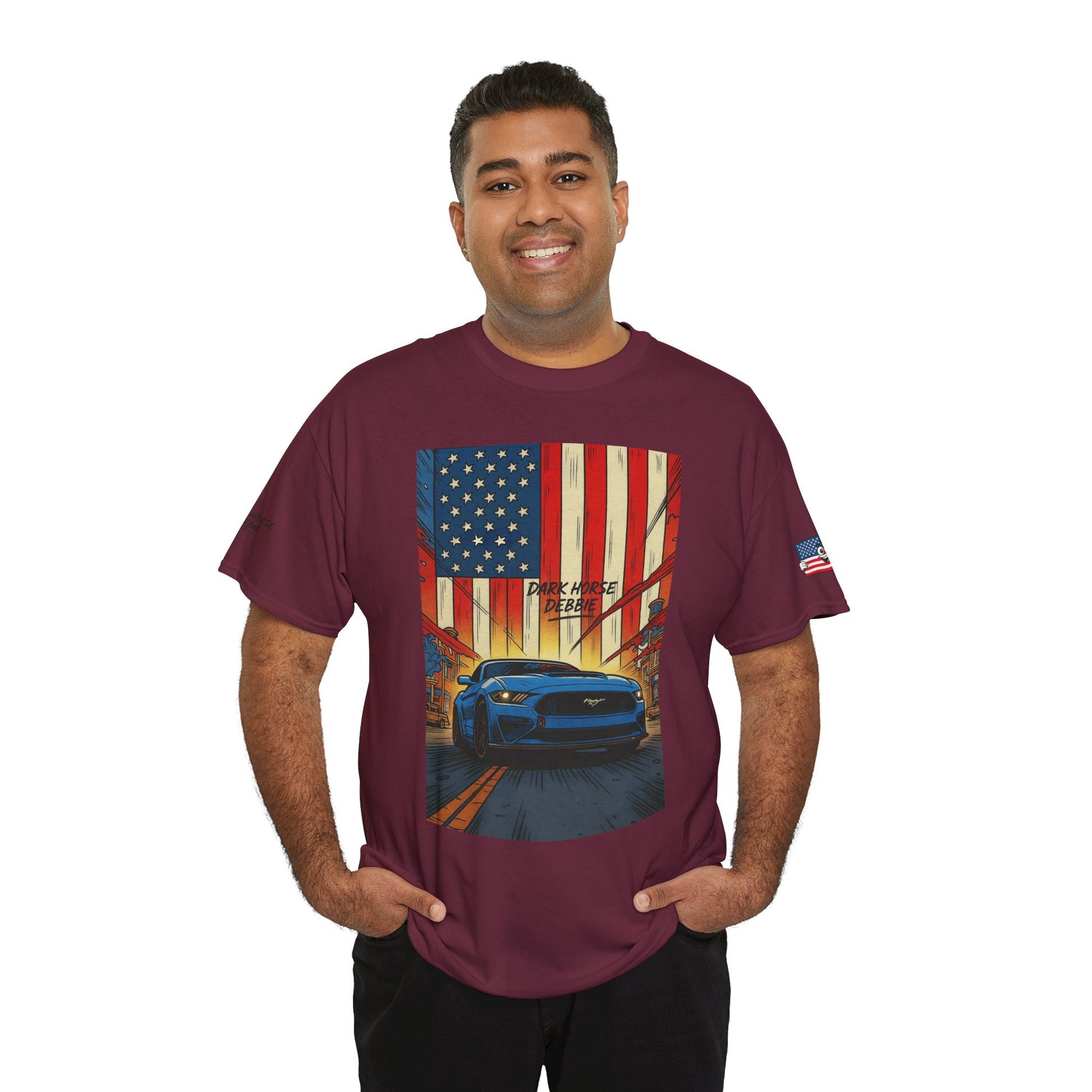 Dark Horse Debbie Patriotic Car Enthusiast Tee - Perfect for Independence Day, Gift for Dad, Car Show, Track Day, Summer Style