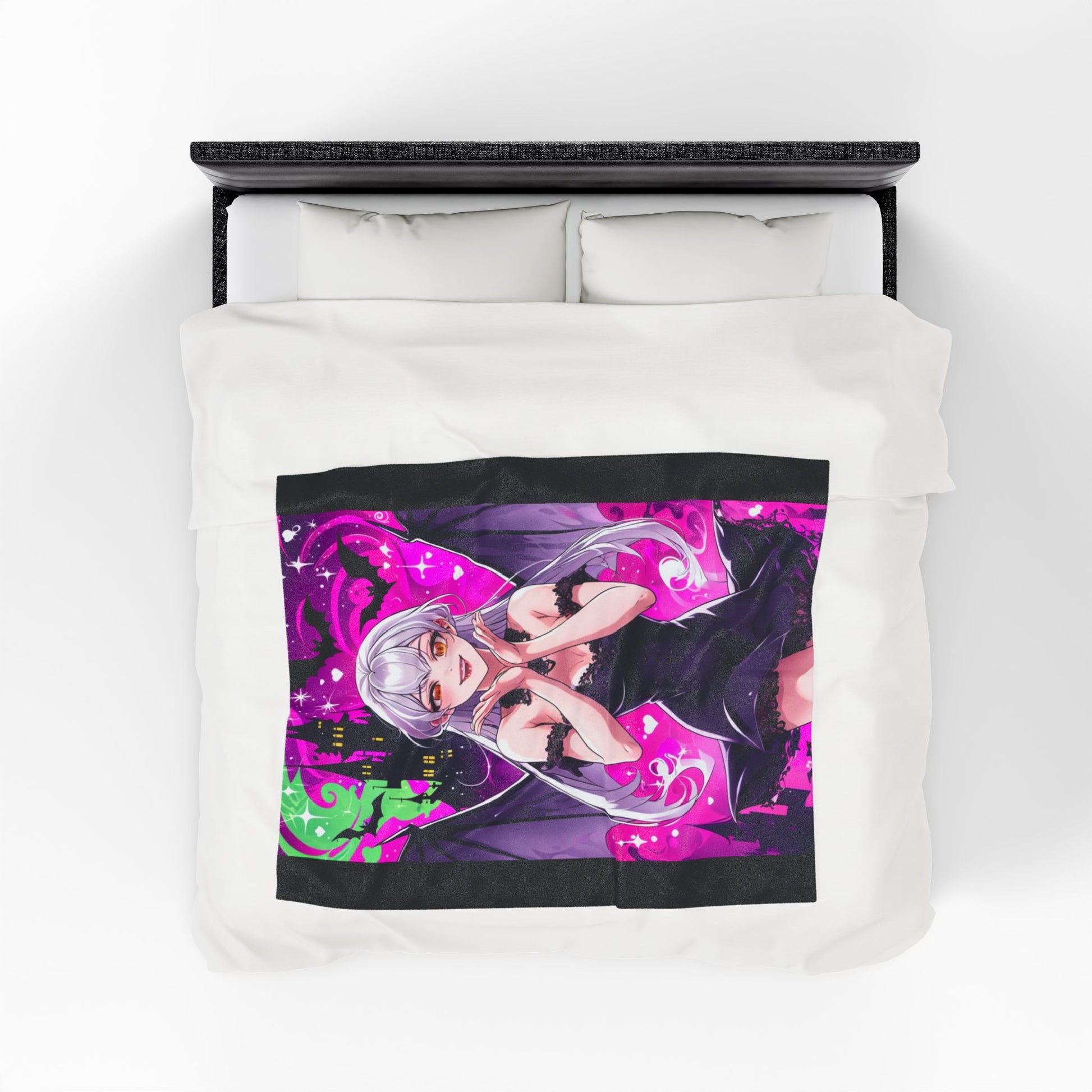 Vampire Crimson Gothic Anime Velveteen Plush Blanket | Cozy Throw for Halloween, Gift for Anime Fans, Bedroom Decor, Soft Blanket for Kids