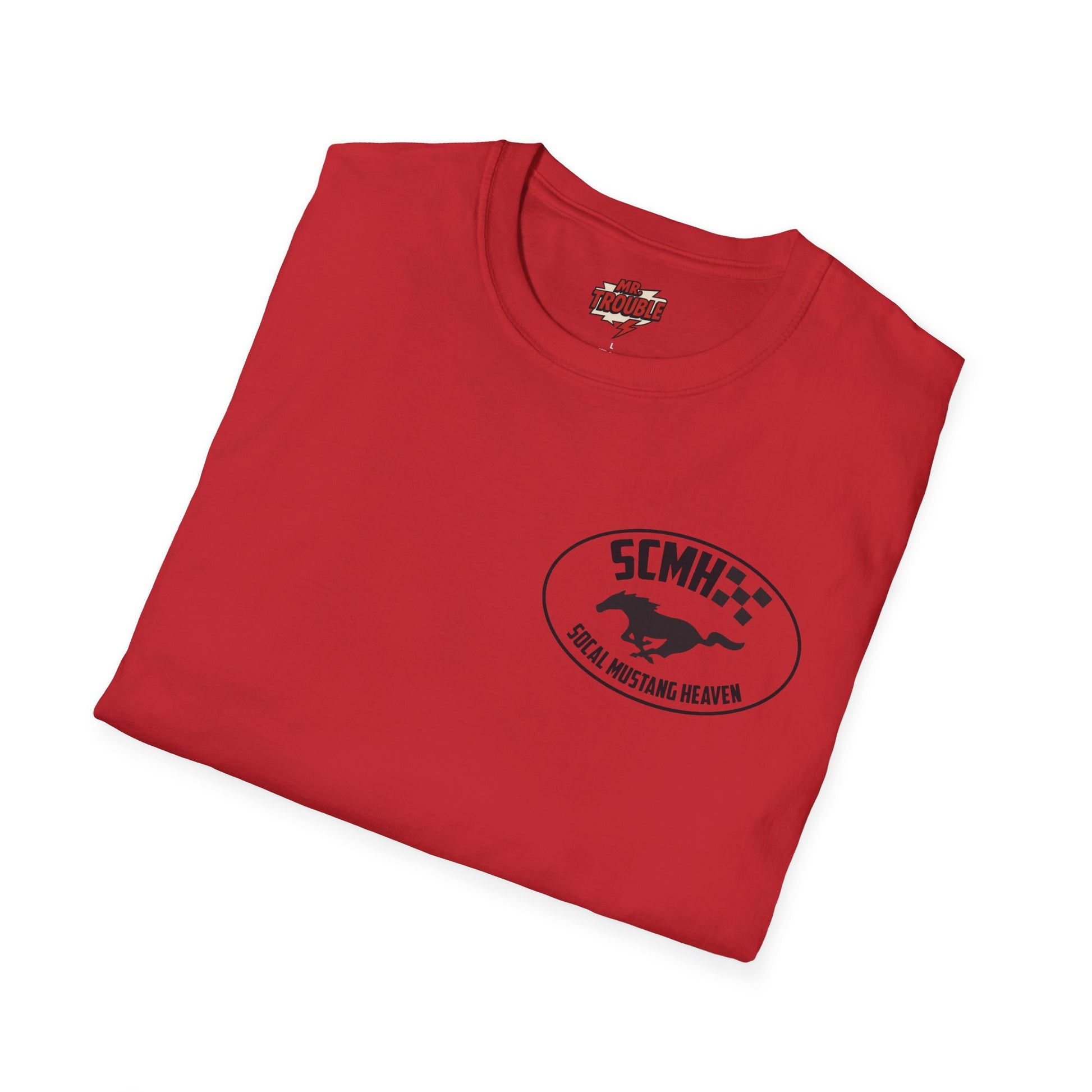 Mr. Trouble SoCal Mustang Heaven T-Shirt, Unisex Graphic Tee, Perfect for Car Lovers, Vintage Style, Gift for Horse Enthusiasts, Casual Wear
