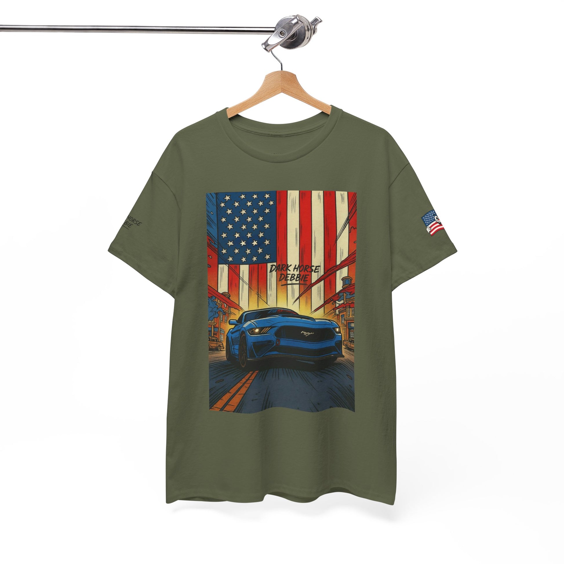 Dark Horse Debbie Patriotic Car Enthusiast Tee - Perfect for Independence Day, Gift for Dad, Car Show, Track Day, Summer Style