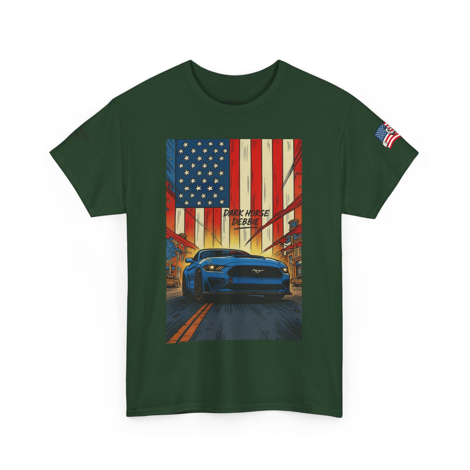 Dark Horse Debbie Patriotic Car Enthusiast Tee - Perfect for Independence Day, Gift for Dad, Car Show, Track Day, Summer Style