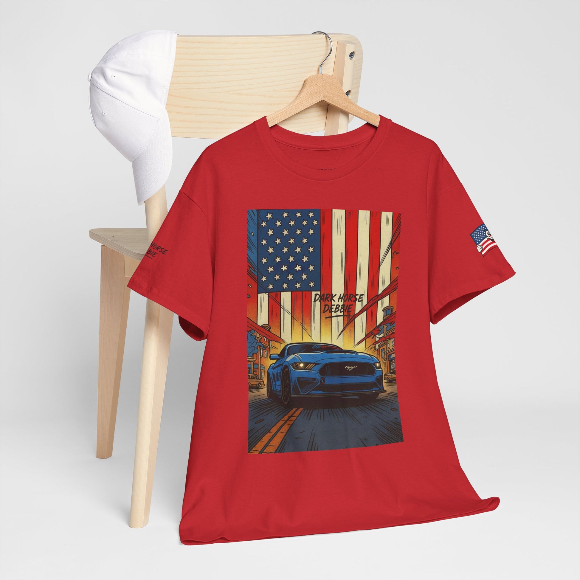 Dark Horse Debbie Patriotic Car Enthusiast Tee - Perfect for Independence Day, Gift for Dad, Car Show, Track Day, Summer Style