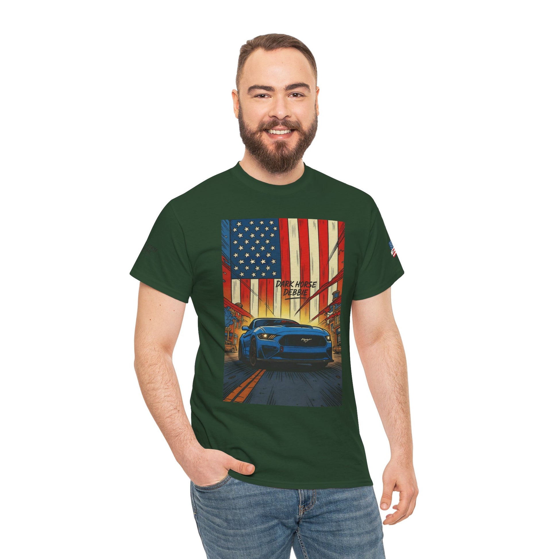 Dark Horse Debbie Patriotic Car Enthusiast Tee - Perfect for Independence Day, Gift for Dad, Car Show, Track Day, Summer Style