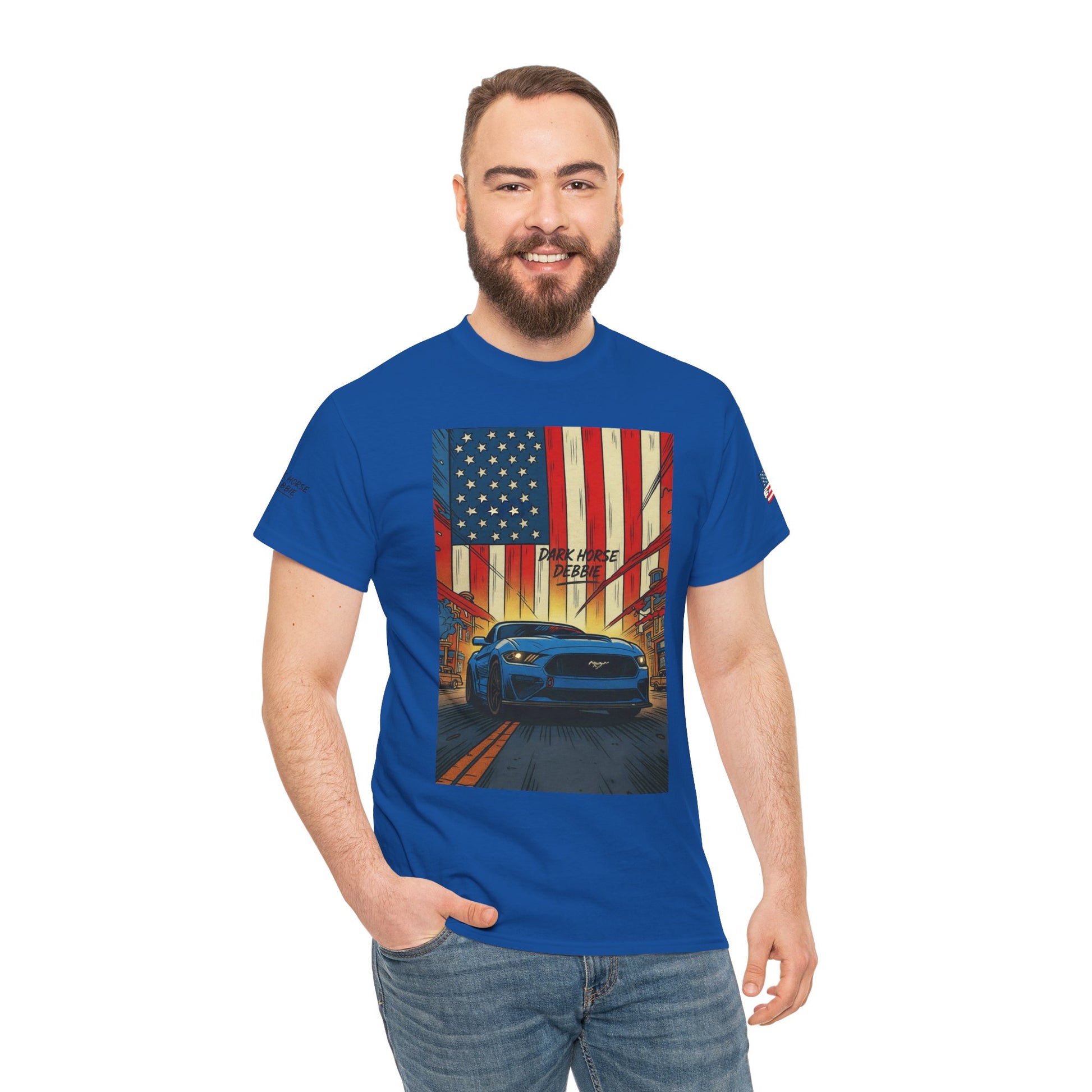 Dark Horse Debbie Patriotic Car Enthusiast Tee - Perfect for Independence Day, Gift for Dad, Car Show, Track Day, Summer Style