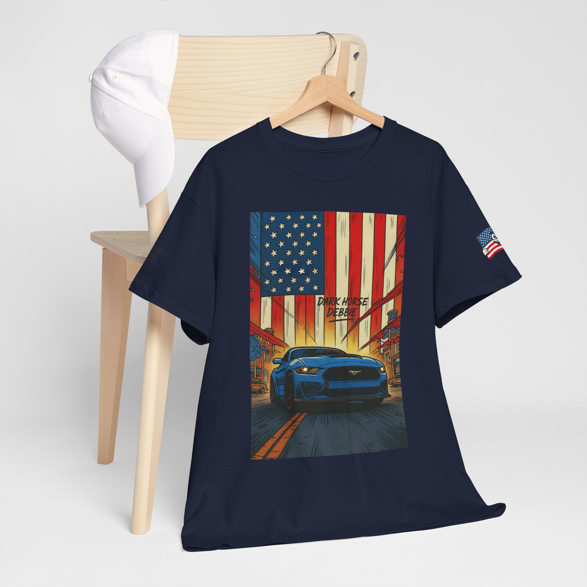 Dark Horse Debbie Patriotic Car Enthusiast Tee - Perfect for Independence Day, Gift for Dad, Car Show, Track Day, Summer Style