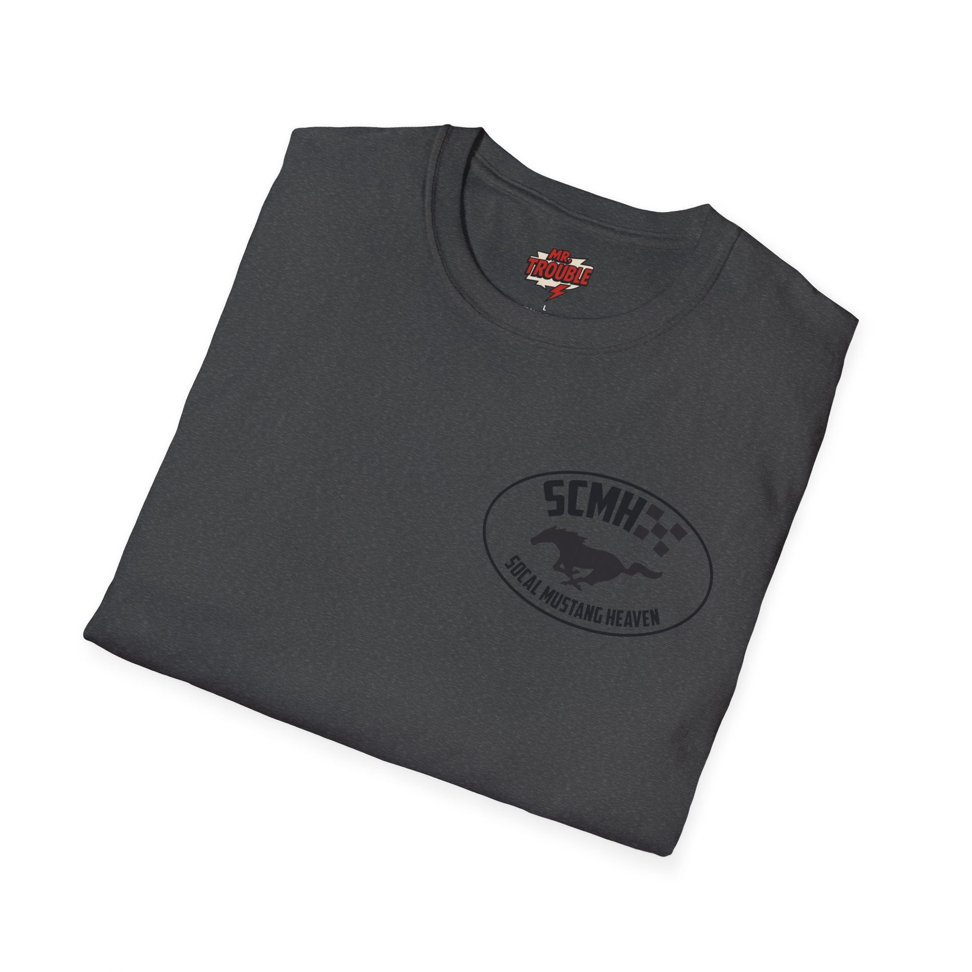 Mr. Trouble SoCal Mustang Heaven T-Shirt, Unisex Graphic Tee, Perfect for Car Lovers, Vintage Style, Gift for Horse Enthusiasts, Casual Wear