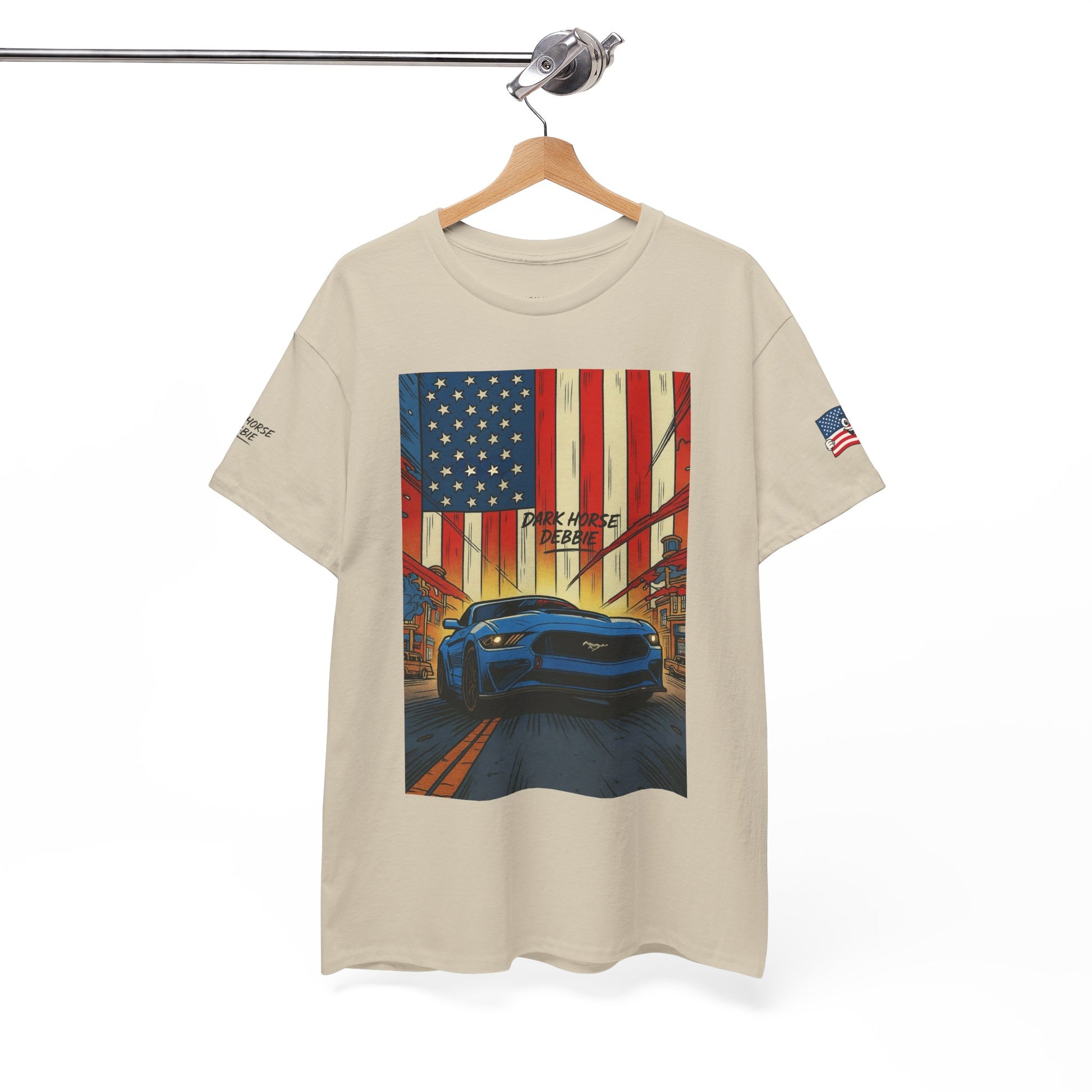 Dark Horse Debbie Patriotic Car Enthusiast Tee - Perfect for Independence Day, Gift for Dad, Car Show, Track Day, Summer Style
