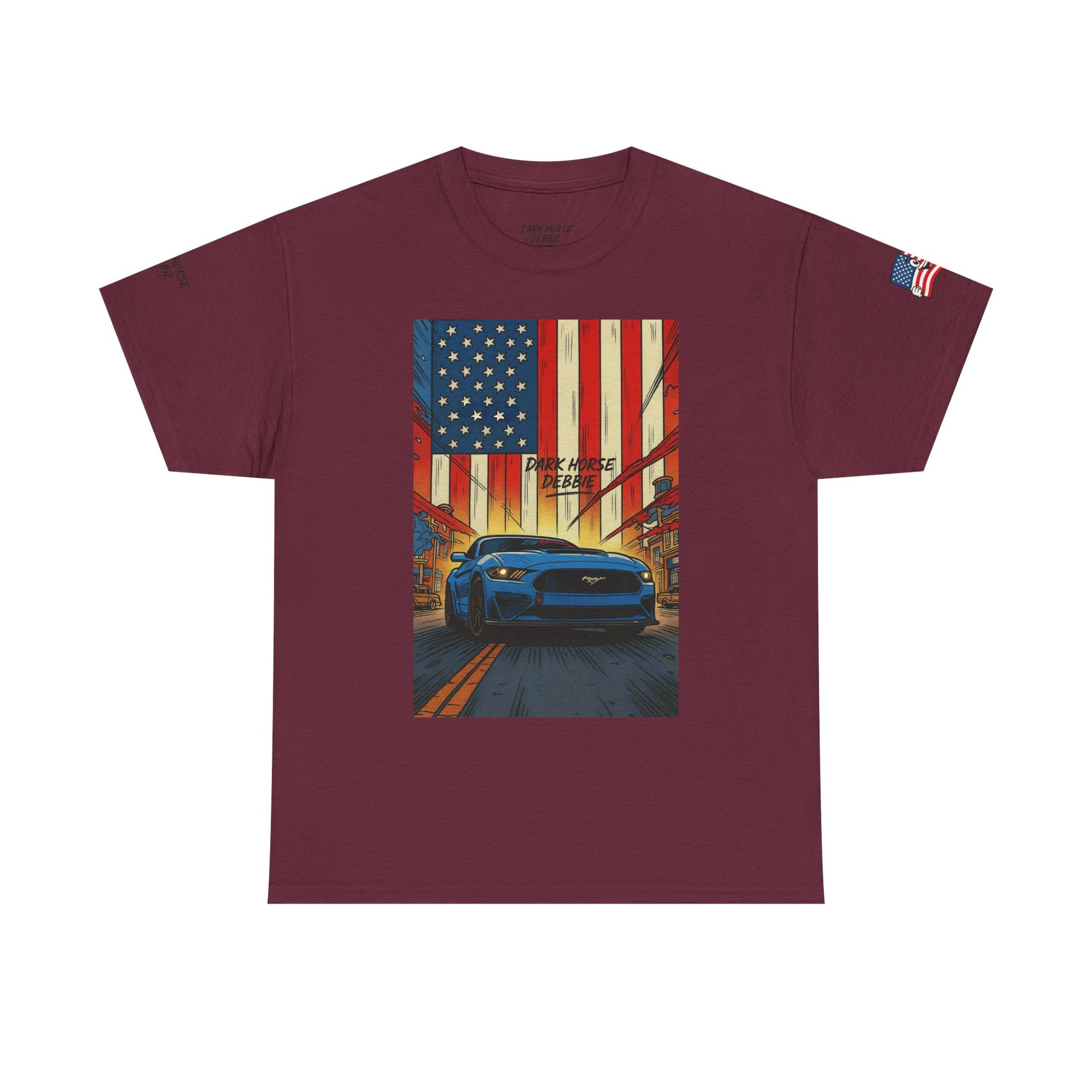 Dark Horse Debbie Patriotic Car Enthusiast Tee - Perfect for Independence Day, Gift for Dad, Car Show, Track Day, Summer Style