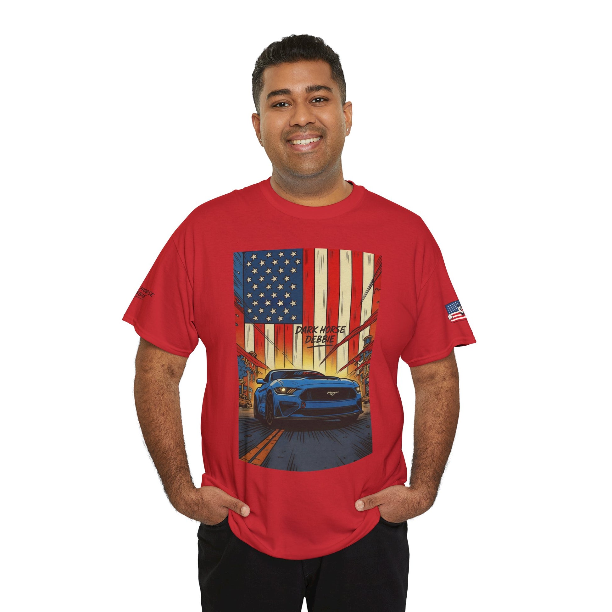 Dark Horse Debbie Patriotic Car Enthusiast Tee - Perfect for Independence Day, Gift for Dad, Car Show, Track Day, Summer Style