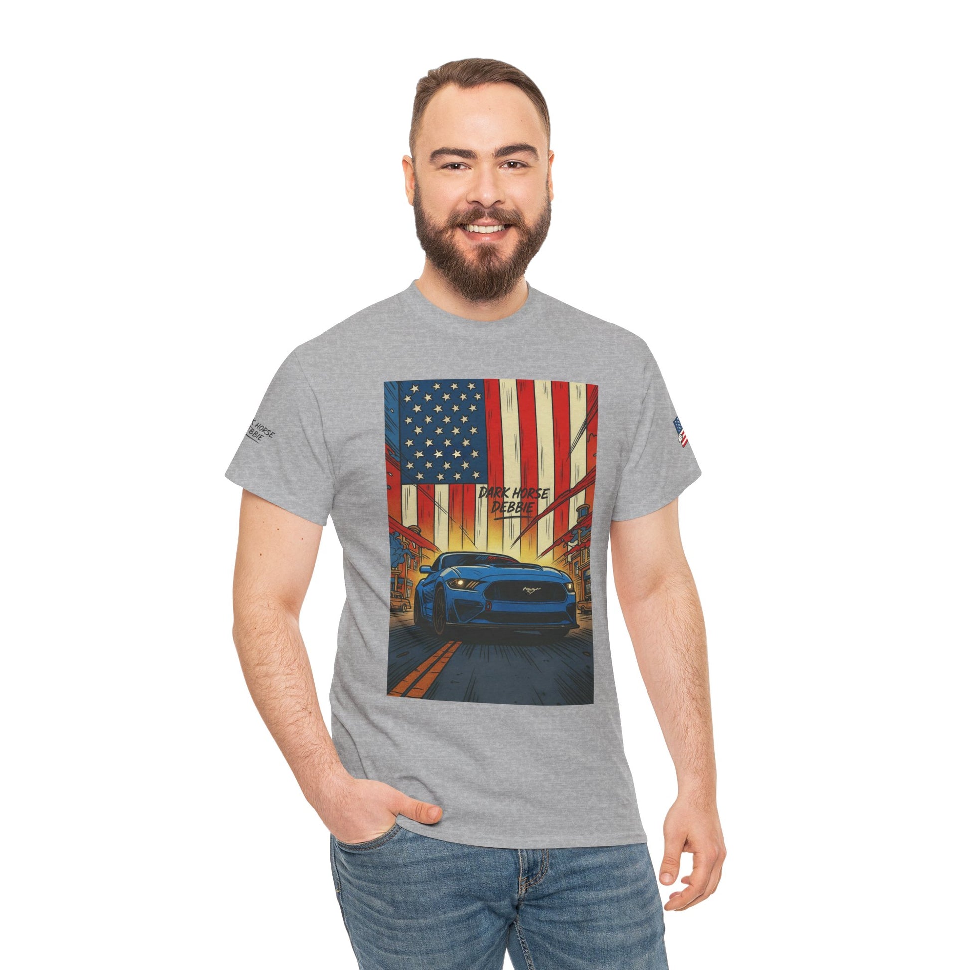 Dark Horse Debbie Patriotic Car Enthusiast Tee - Perfect for Independence Day, Gift for Dad, Car Show, Track Day, Summer Style